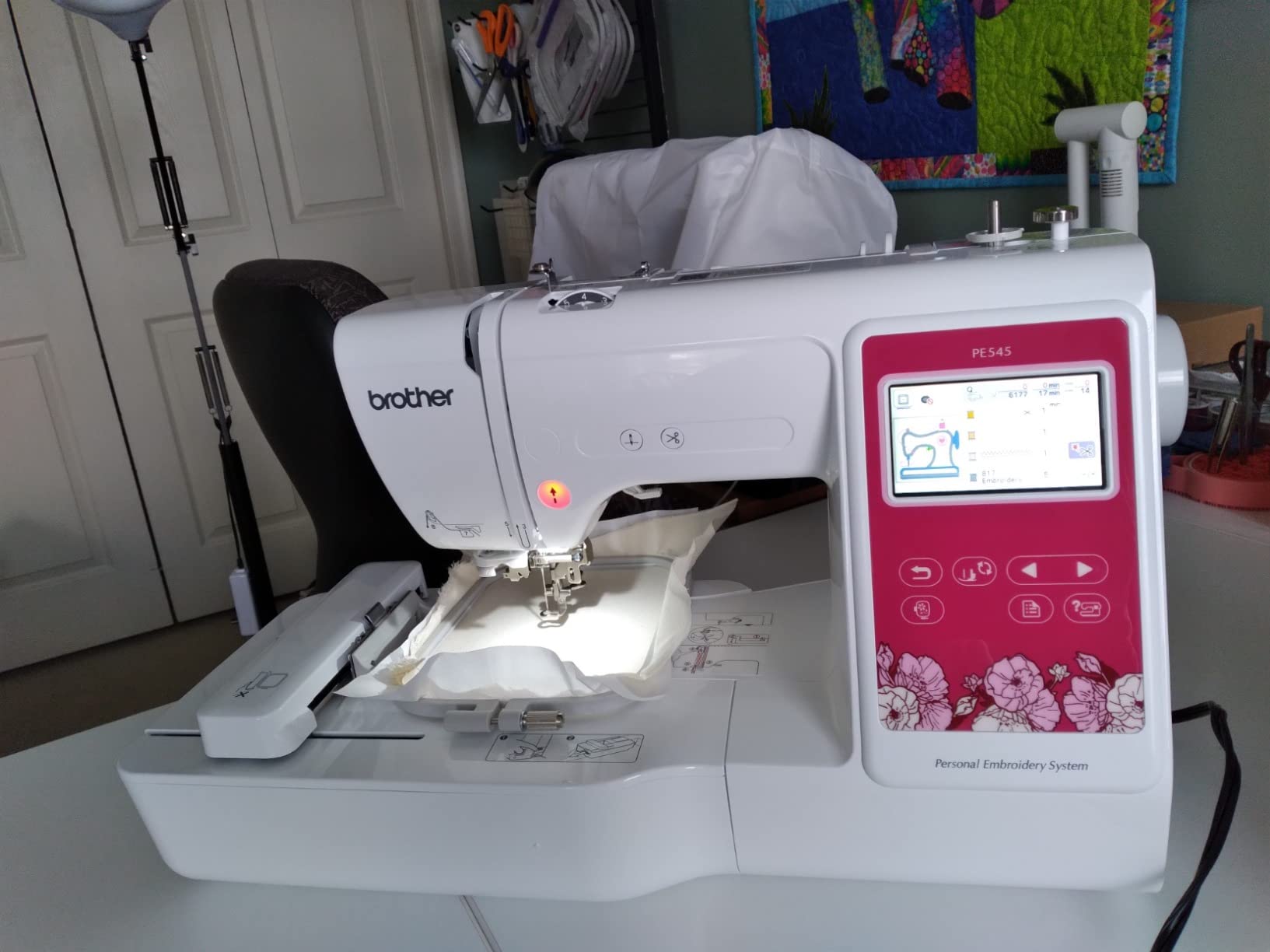 Brother PE545 Wireless Embroidery Machine 4x4 Hoop LCD, Wireless LAN Connected, 135 Built-in Designs, Large 3.7