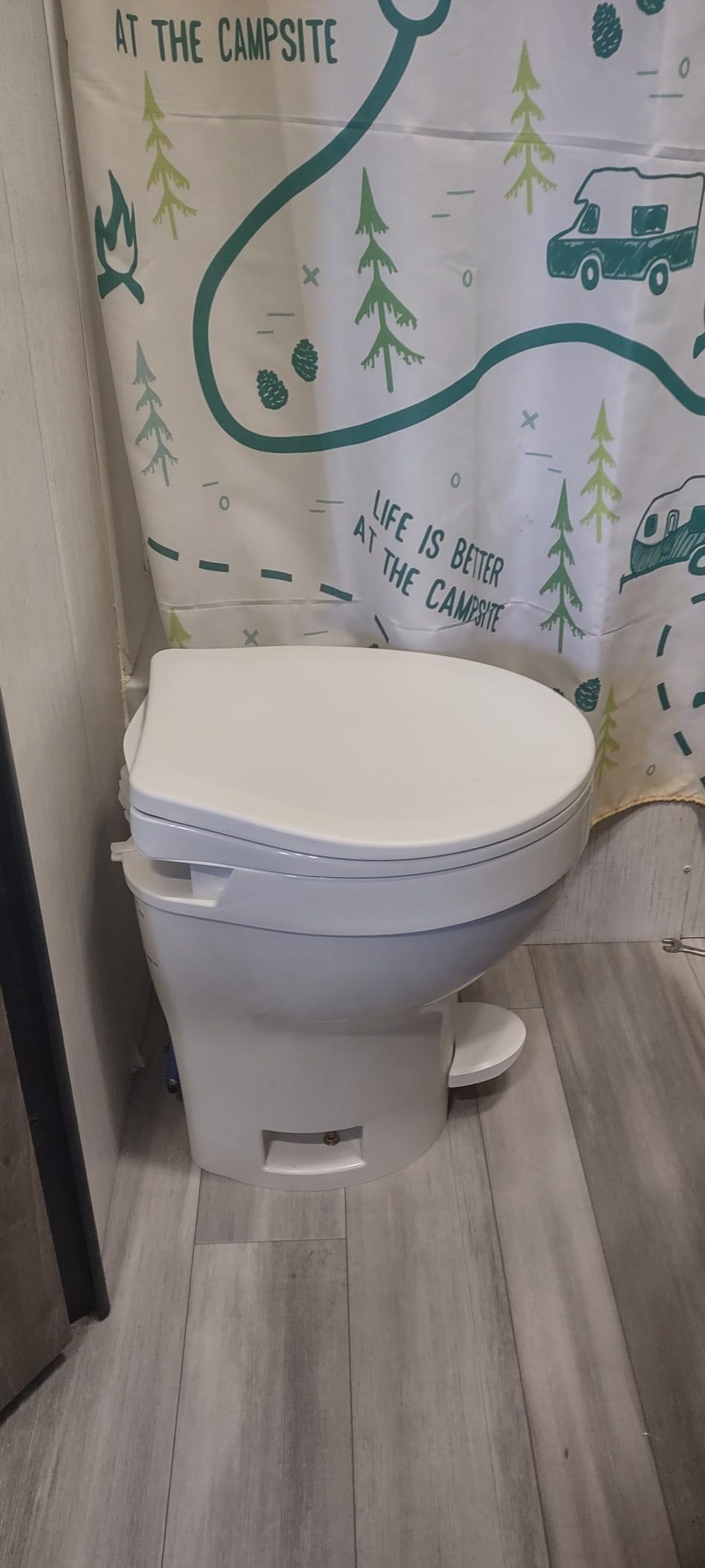 Thetford Aqua-Magic VI High Profile, White | Space-saving design, easy installation, foot flush, Residential sized SloClose seat, deepest toilet bowl available for RVs customer photo 1
