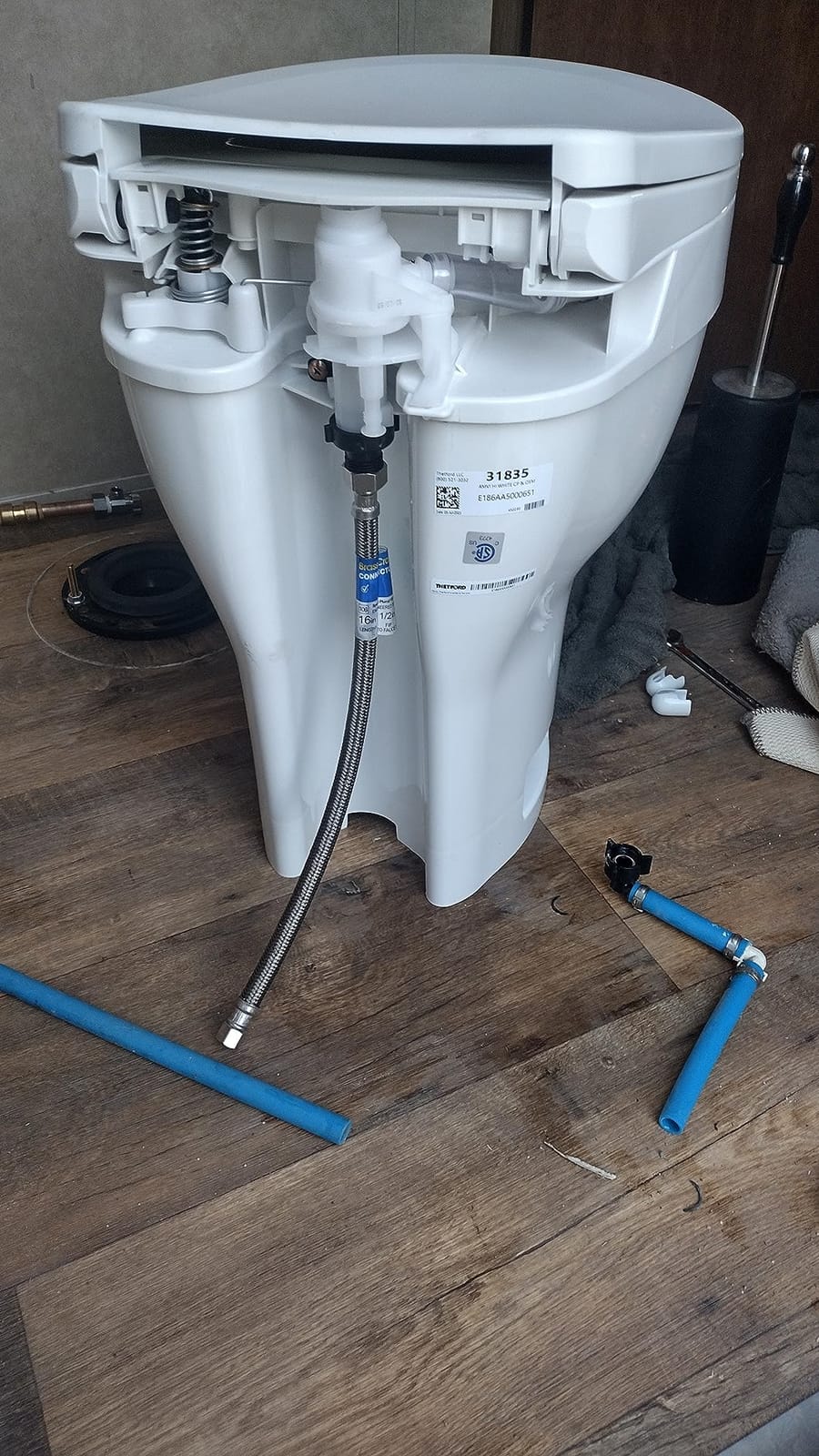 Thetford Aqua-Magic VI High Profile, White | Space-saving design, easy installation, foot flush, Residential sized SloClose seat, deepest toilet bowl available for RVs customer photo 2