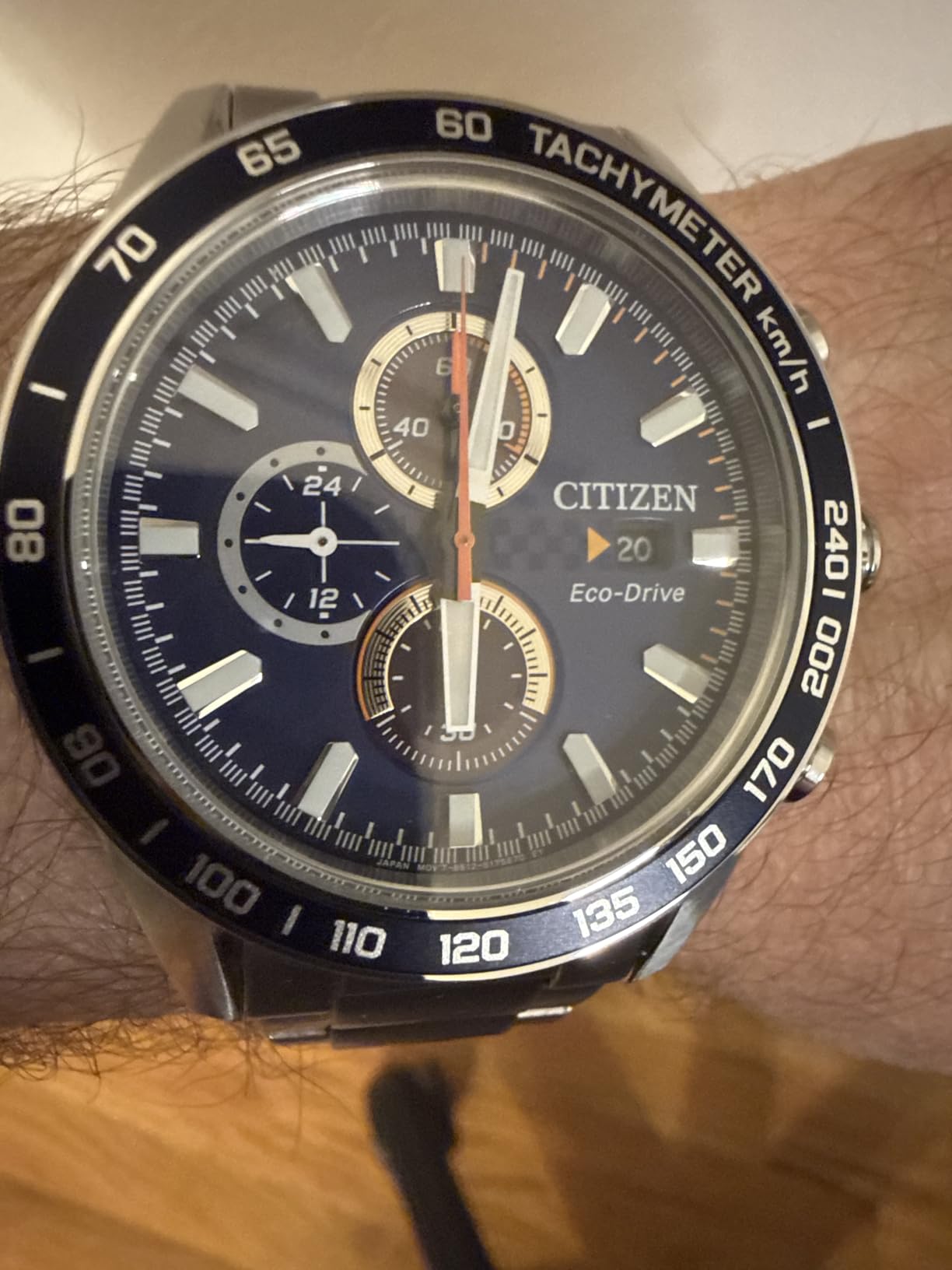 Citizen Men's Sport Casual Brycen Eco-Drive Chronograph Stainless Steel Watch, 12/24 Hour Time, Date, Tachymeter, 100 Meters Water Resistant, Spherical Mineral Crystal, Weekender customer photo 2