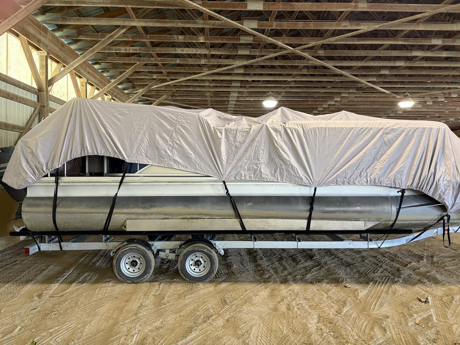 Solim 19-21FT Pontoon Boat Cover, 1200D Heavy Duty Waterproof, UV Resistant | Marine Grade Oxford Fabric, Tear Resistant, Double Stitching, Elastic Hem, Adjustable Tie-down Straps, Fits Up to 8 Ft Beam customer photo 1