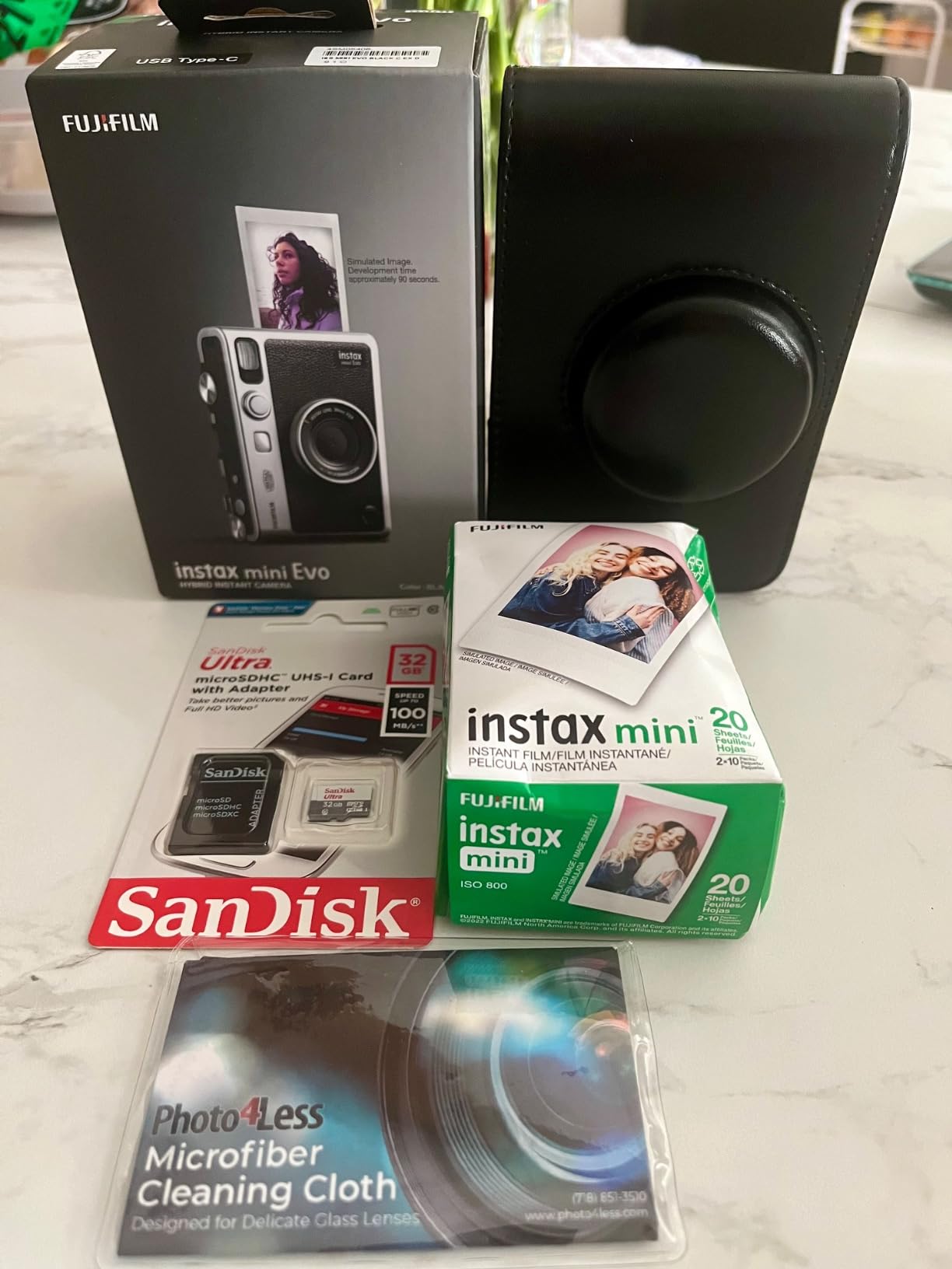Fujifilm Instax Mini EVO Hybrid Black Instant Camera | Instax Mini Twin Pack Instant Film | 32GB microSD Card with Adapter | Black Camera Case customer photo 1