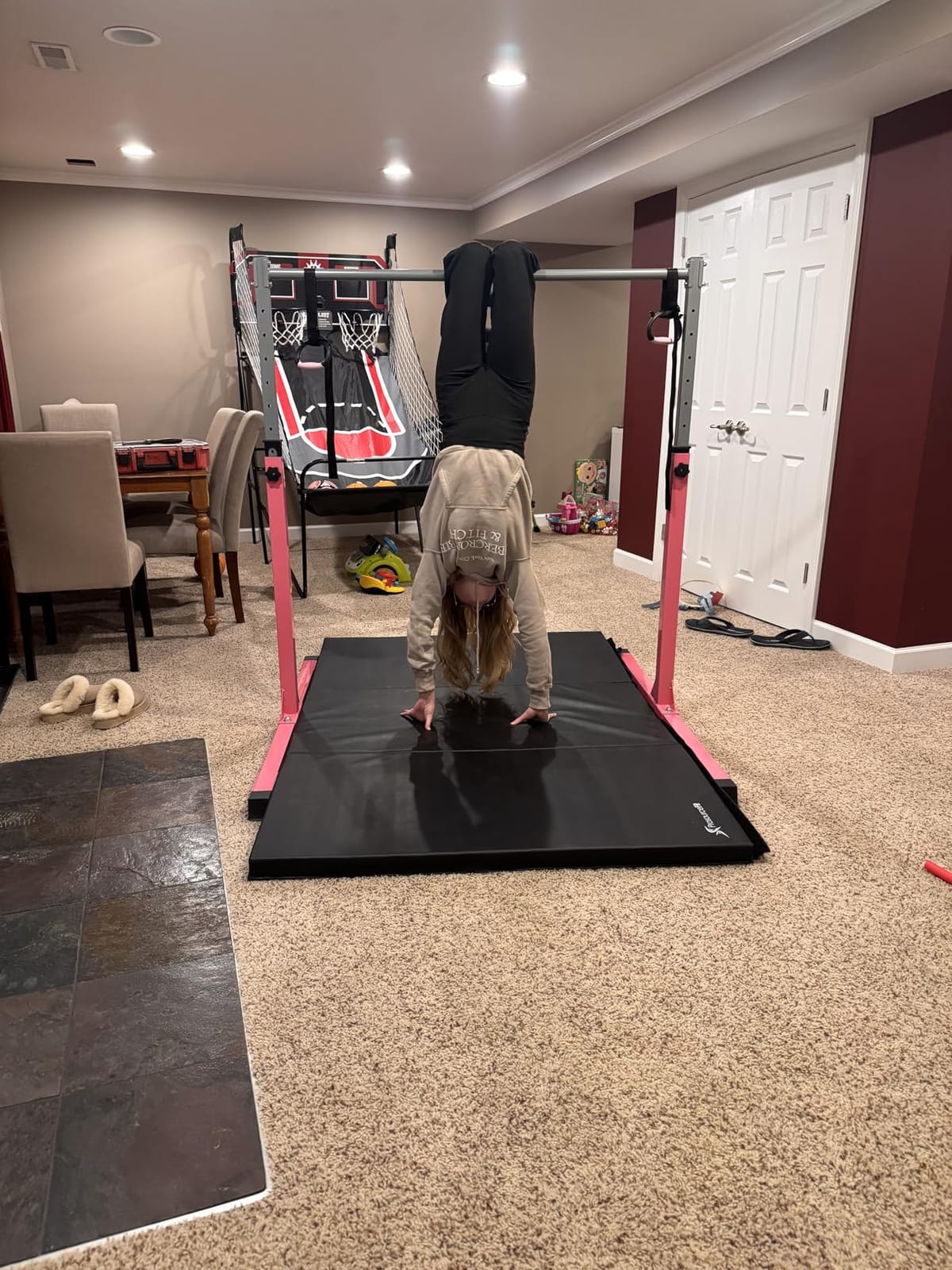 Safly Fun Gymnastics Bar for Kids Ages 3-15 | Sturdy Steel Home Gym, Adjustable Height (3 to 5 ft) with Anti-Slip Base, Easy Assembly customer photo 1
