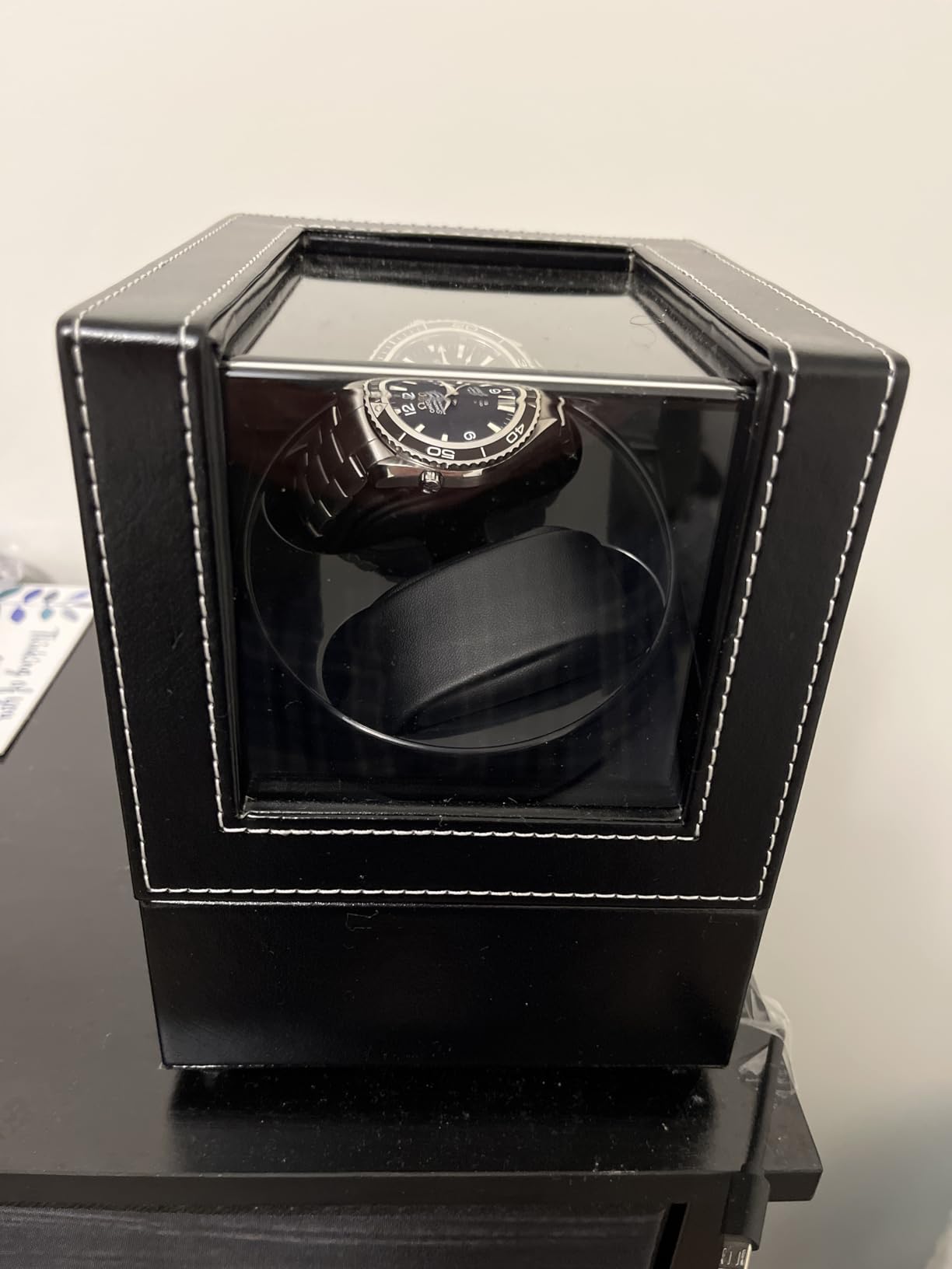 Mcbazel Watch Winder for Automatic Watches, Double Automatic Watch Winder Box with Quiet Japan-made Motor, Automatic Watch Display Storage Rotation Wristwatch Box with 2 Slots (Black PU Leather) customer photo 1