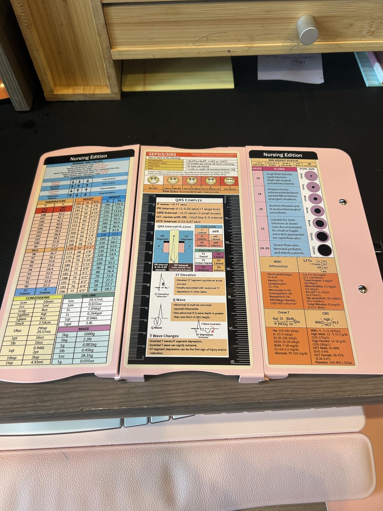 Nursing Clipboard Foldable Clipboard Medical: Edition Cheat Sheets Aluminum 3 Layers Foldable Clipboards Nursing Pocket Size Profile Clip Nurse Clipboards Notepad for Nurses Students and Doctors customer photo 1