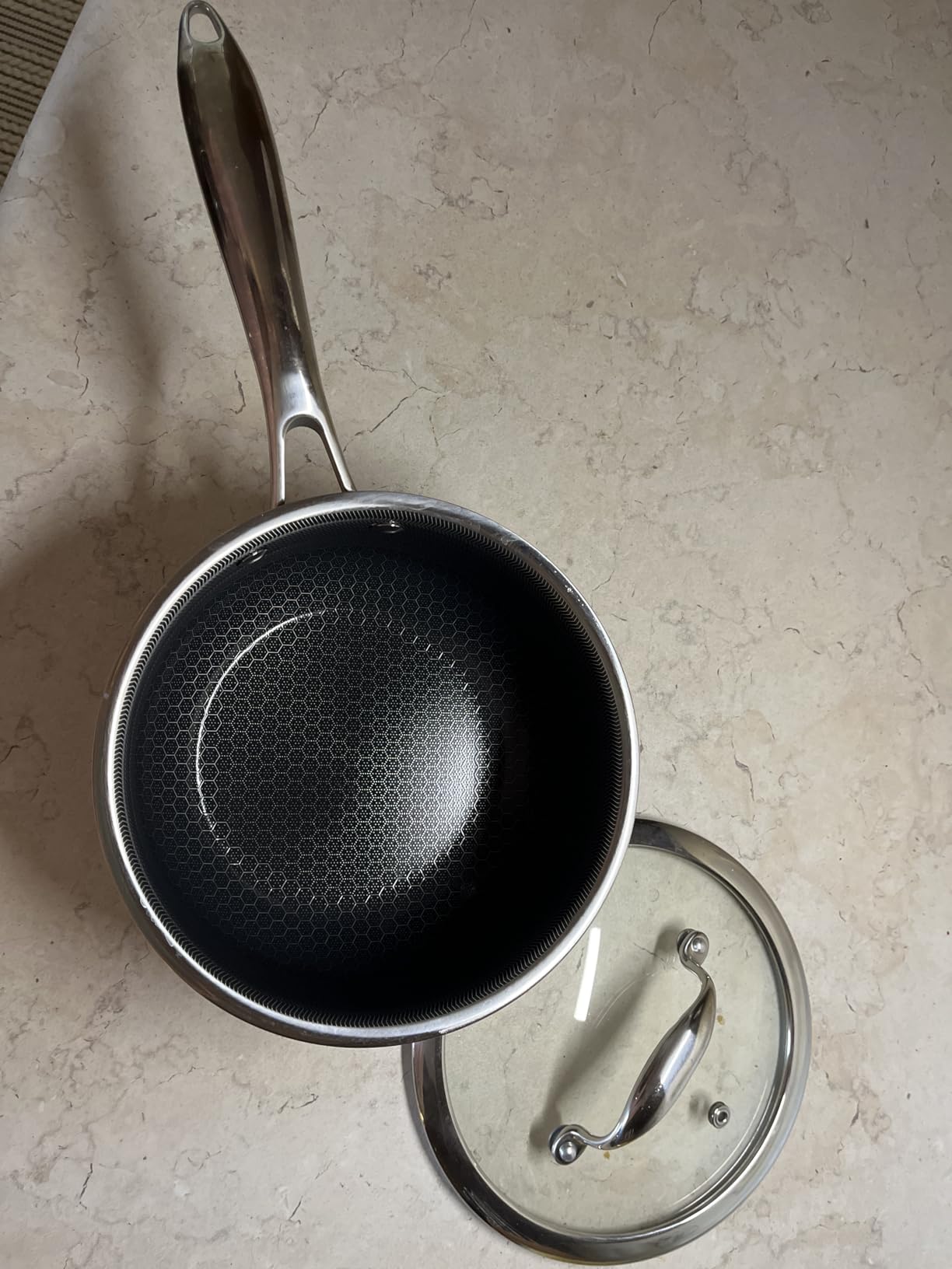HexClad 2QT Hybrid Nonstick Saucier with Lid, Induction Ready | Stay-Cool Handles, Dishwasher and Oven Safe up to 900°F, Compatible with All Cooktops customer photo 1
