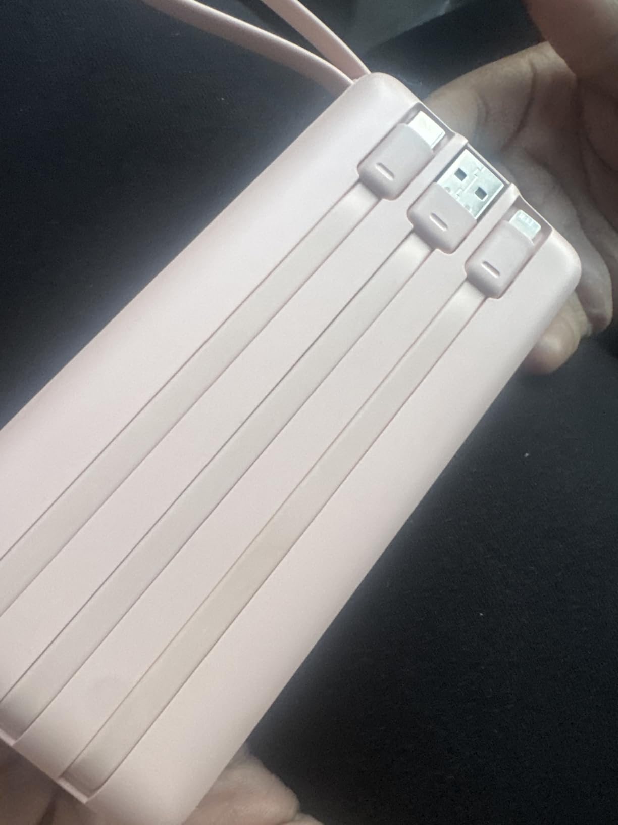 VRURC Portable Charger, Slim Power Bank Built-in 4 Cables, Travel Essential | Flight-Safe, 10000mAh USB C customer photo 1