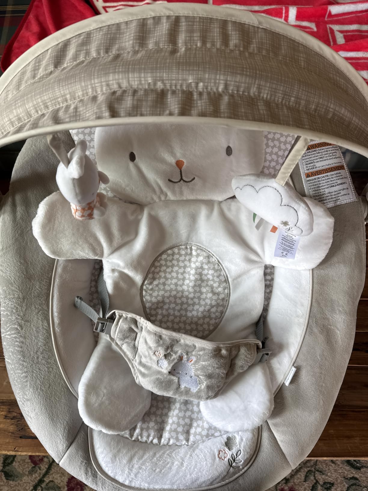 Ingenuity InLighten Baby Bouncer Seat with Light Up Toy Bar and Bear Tummy Time Pillow Mat - Nate, Newborn and up customer photo 2