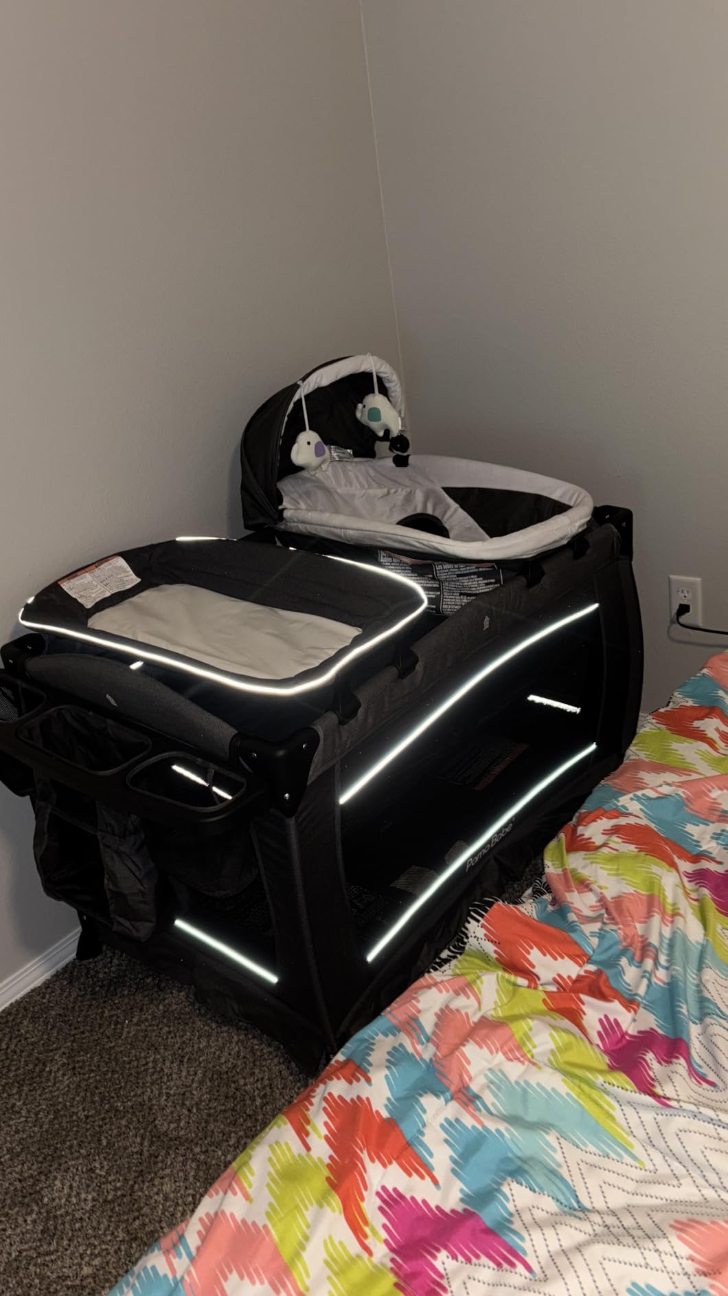 Pamo Babe Pack and Play 4-in-1 Baby Playard with Bassinet & Changing Table, Foldable Portable Playpen with Mattress, Nursery Center for Newborn to Toddler 0-36M-Black customer photo 1