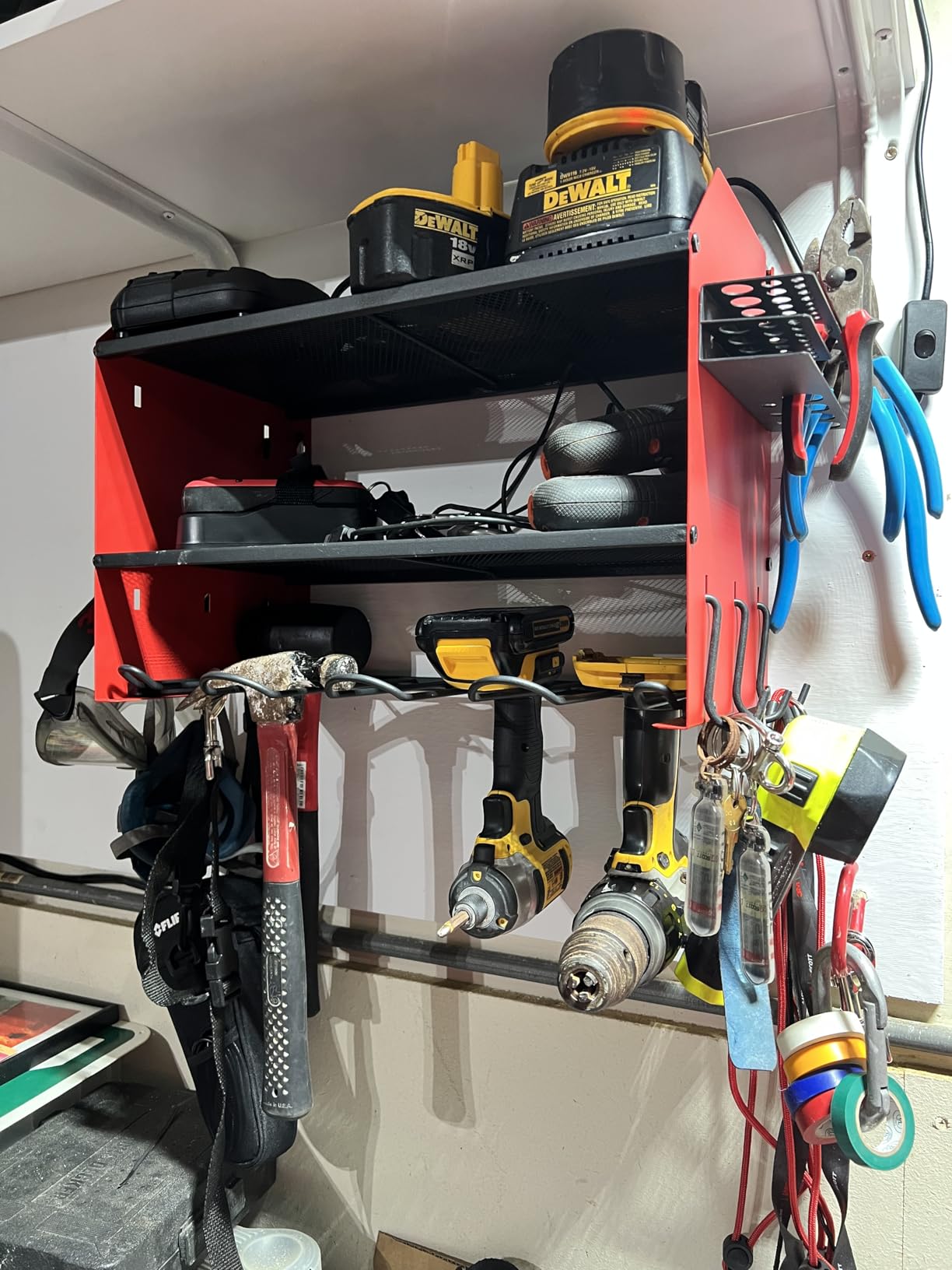 CCCEI Wall Mount Modular Tool Charging Organizer, Red, 1 Pack, 3 Tier, Drill Battery Storage Rack with Hooks, Garage Workshop, Gifts for Men, Dad, Husband Anniversary, Birthday, Christmas customer photo 1