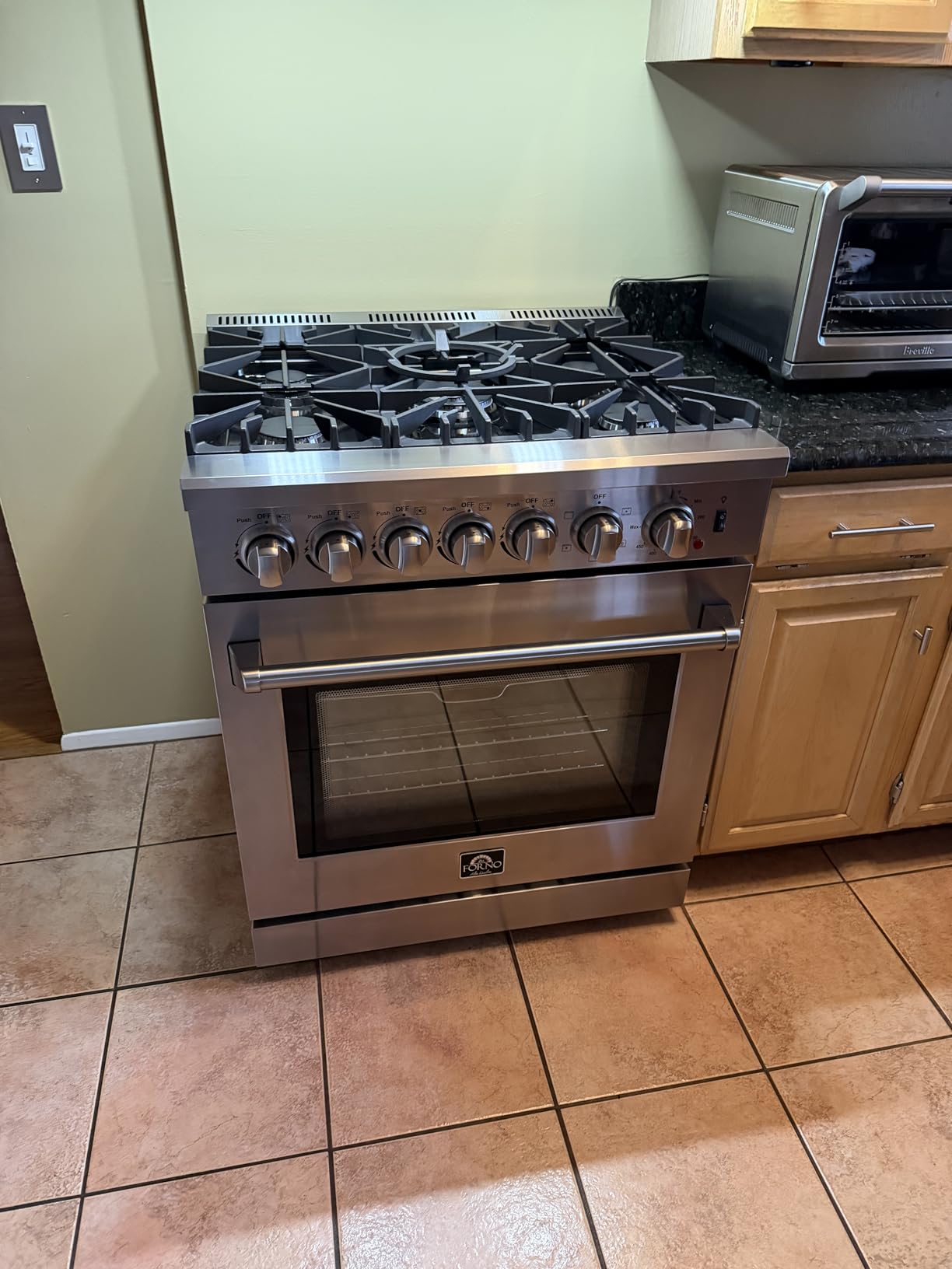 FORNO Lazio Dual Fuel 30 Inch. Gas Range Electric Oven Freestanding 5 Sealed Burners 69,500 BTU Stove-Top Output, Electric Oven Includes Air Fryer and Griddle customer photo 1