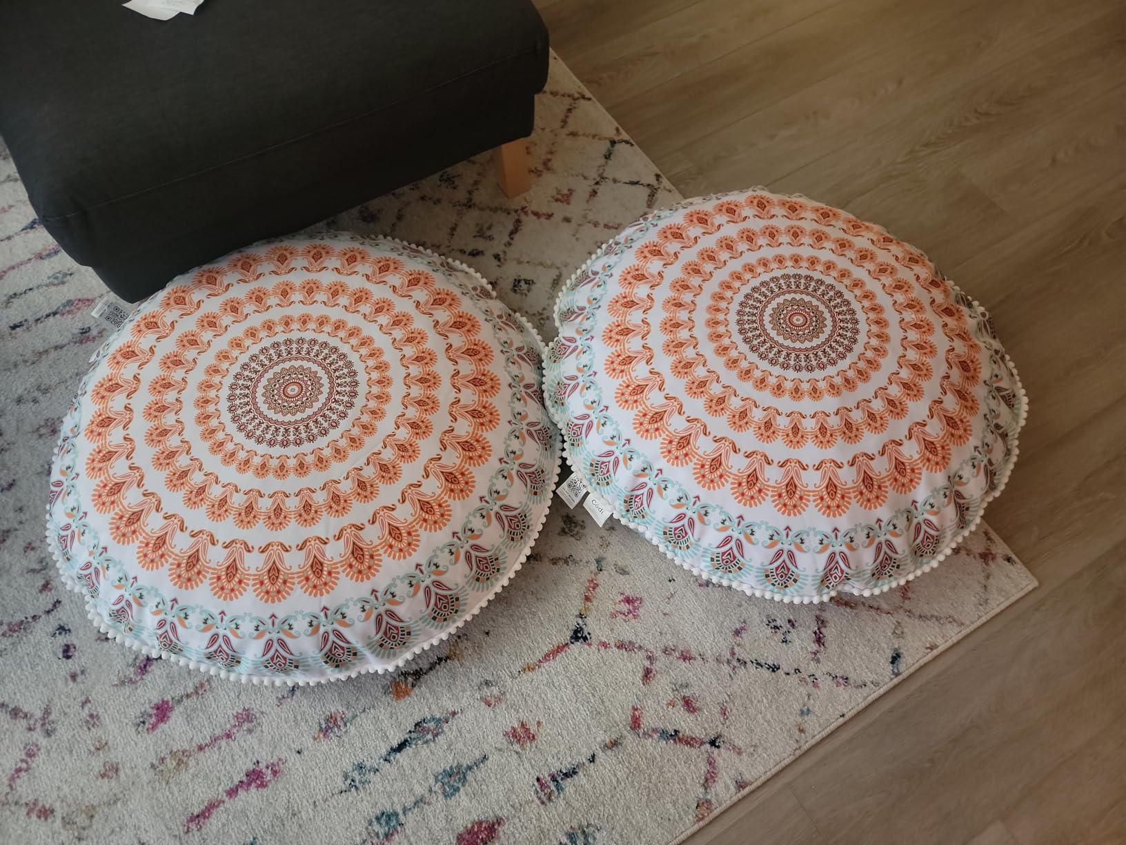 Codi Floor Pillows 2 Pack, Large Meditation Cushions for Adults, 32-inch | Oversized Round Seating for Yoga, Supportive Shredded Memory Foam Filling, Removable Machine Washable Boho Cover, Purple customer photo 1