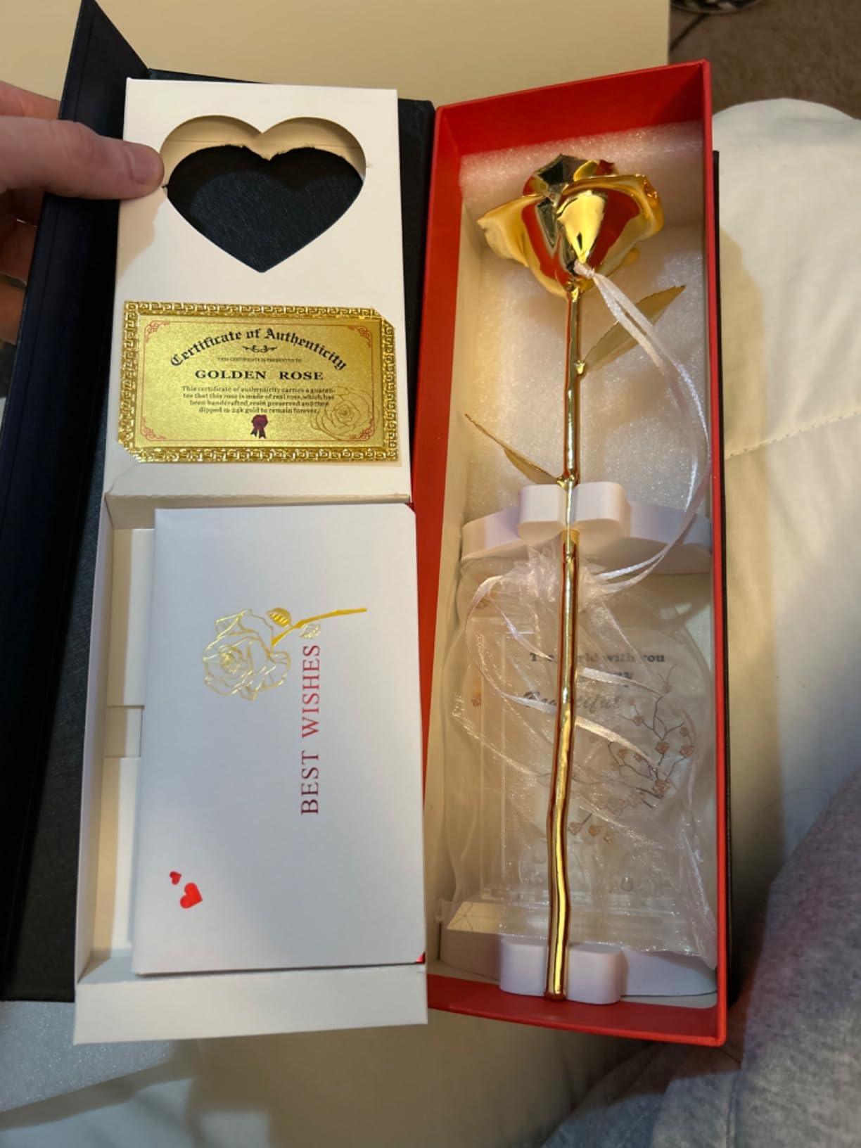Anthonic Gold Dipped Rose Real 24K Gold Rose, Genuine One of a Kind Rose Hand Dipped in 24K Golden Roses Romantic Gifts for Women in Her Birthday Anniversary Valentines Day Mothers Day customer photo 1