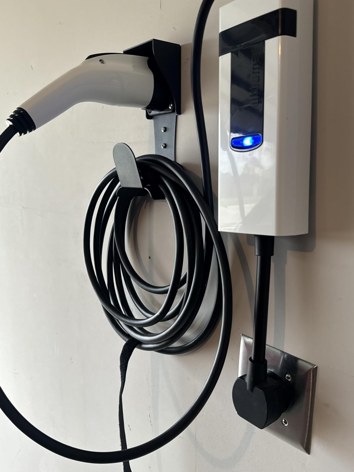 EV Charger Holder Wall Mount J1772 Holder, No Cable Cutting, Outdoor/Indoor, EV Cable Holder and Electric Car Plug Nozzle Holster Dock Combination for SAE J1772 Connector customer photo 2