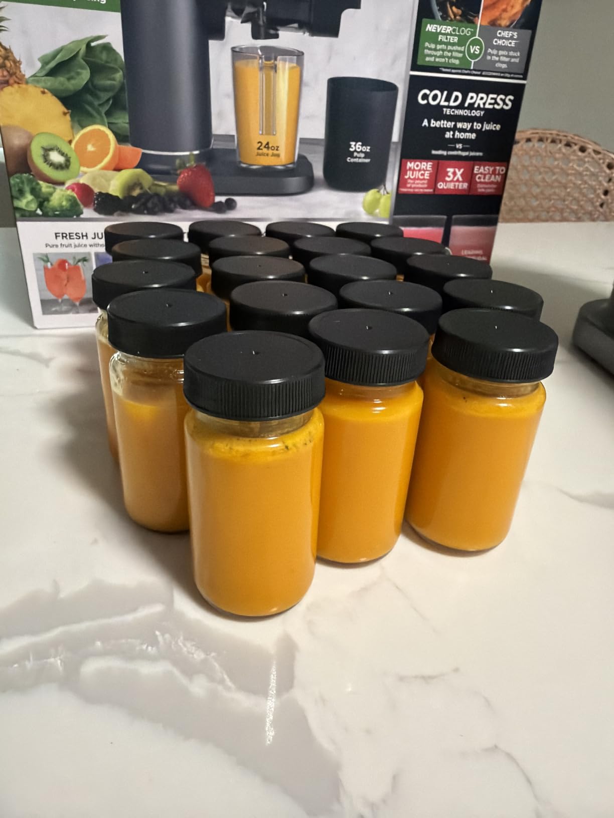 Ninja NeverClog Cold Press Juicer, 24oz Jug, 36oz Pulp, Charcoal, JC151 | 150W high-torque auger juices fibrous fruits & veggies. Total Pulp Control, 2 one-touch programs. Dishwasher safe. customer photo 1