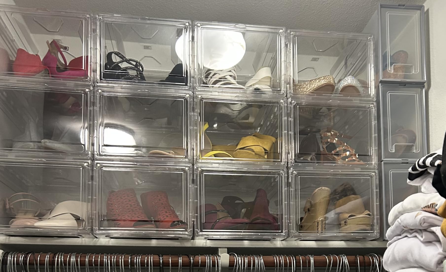MMBABY 12 Pack Acrylic Clear Shoe Boxes, Ultra Clear Stackable Sneaker Display Cases with Magnetic Door, Professional Grade Shoe Display Case for Sneakers & Boots, Fits Up to US Men's Size 15 customer photo 2