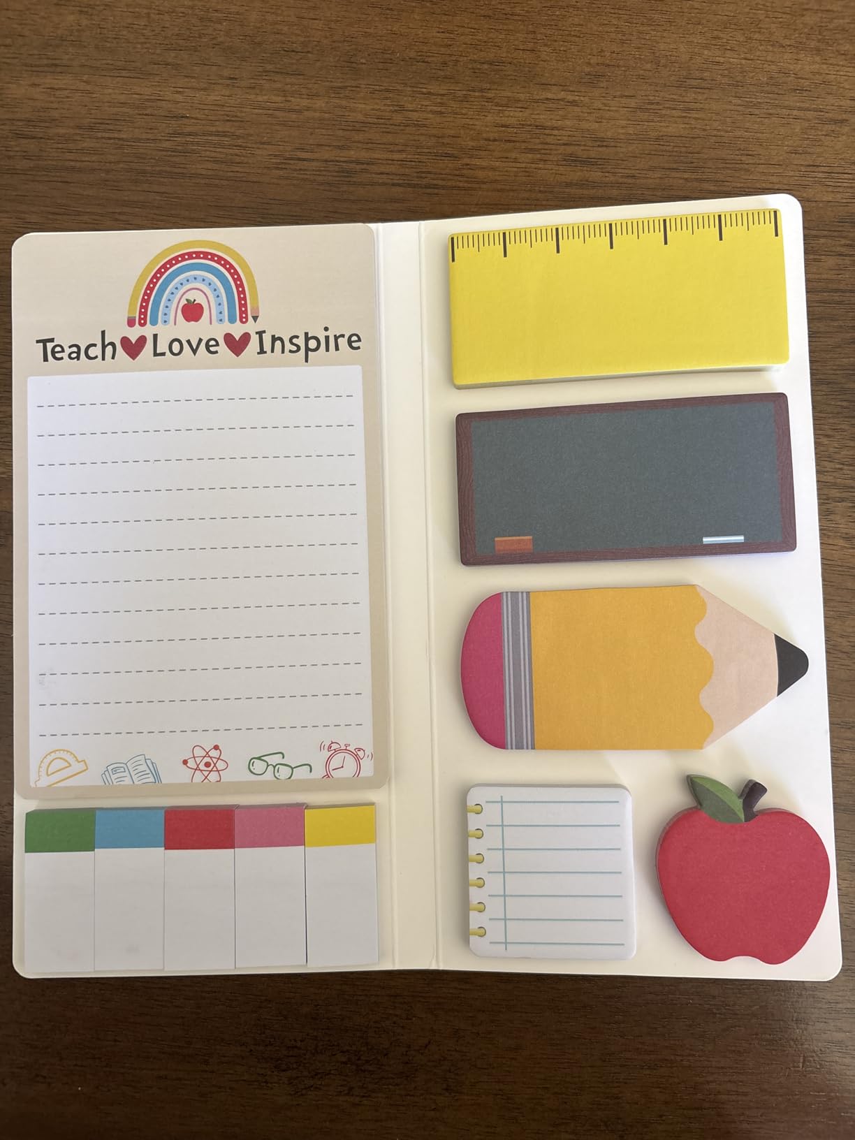 Xqumoi Teaching is A Work of Heart Sticky Notes Set Back to School Supplies | Self-Stick Note Pad, Teacher Appreciation Gift, Blackboard Pencil Apple Shape, Writing Memo Pad Page, Office Classroom, White customer photo 2