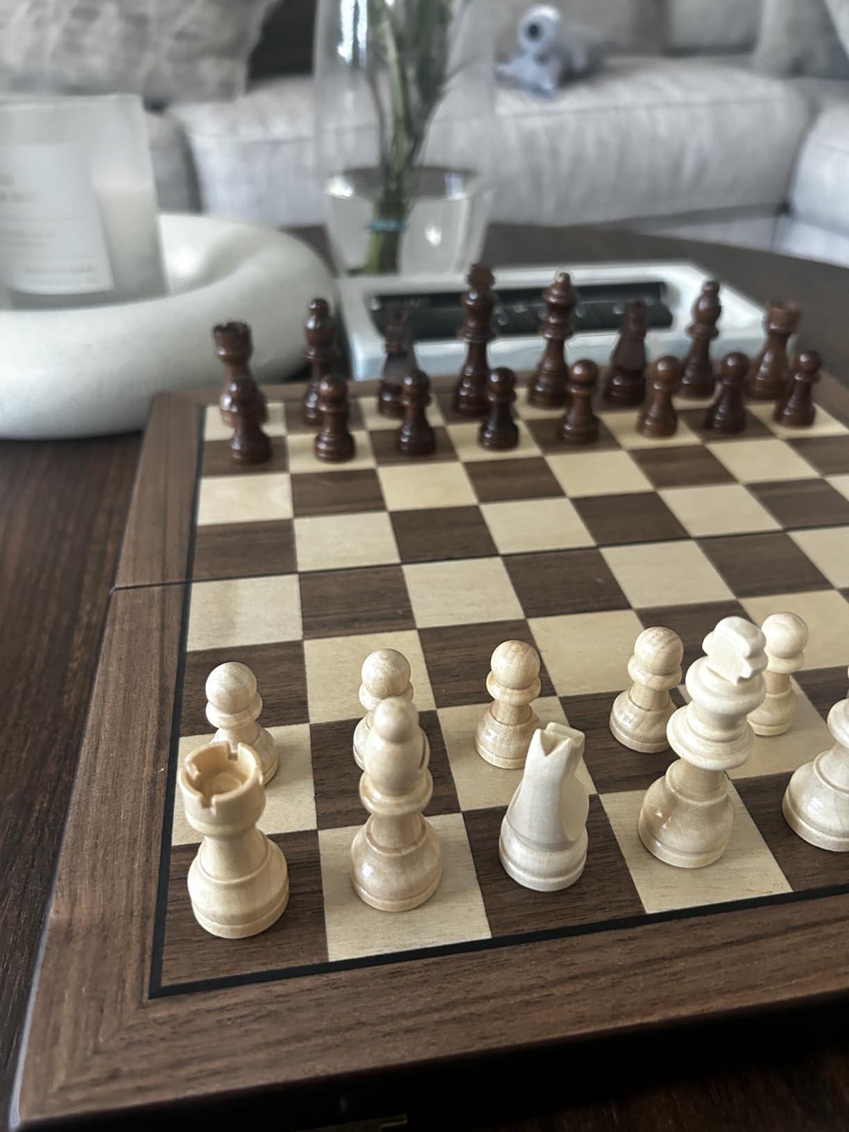 Magnetic Wooden Chess Set for Adults Kids 15'' Chess Board with Handmade Pieces, Folding Portable Travel Unique Chess Sets Game for Tournament Professional Beginner customer photo 2