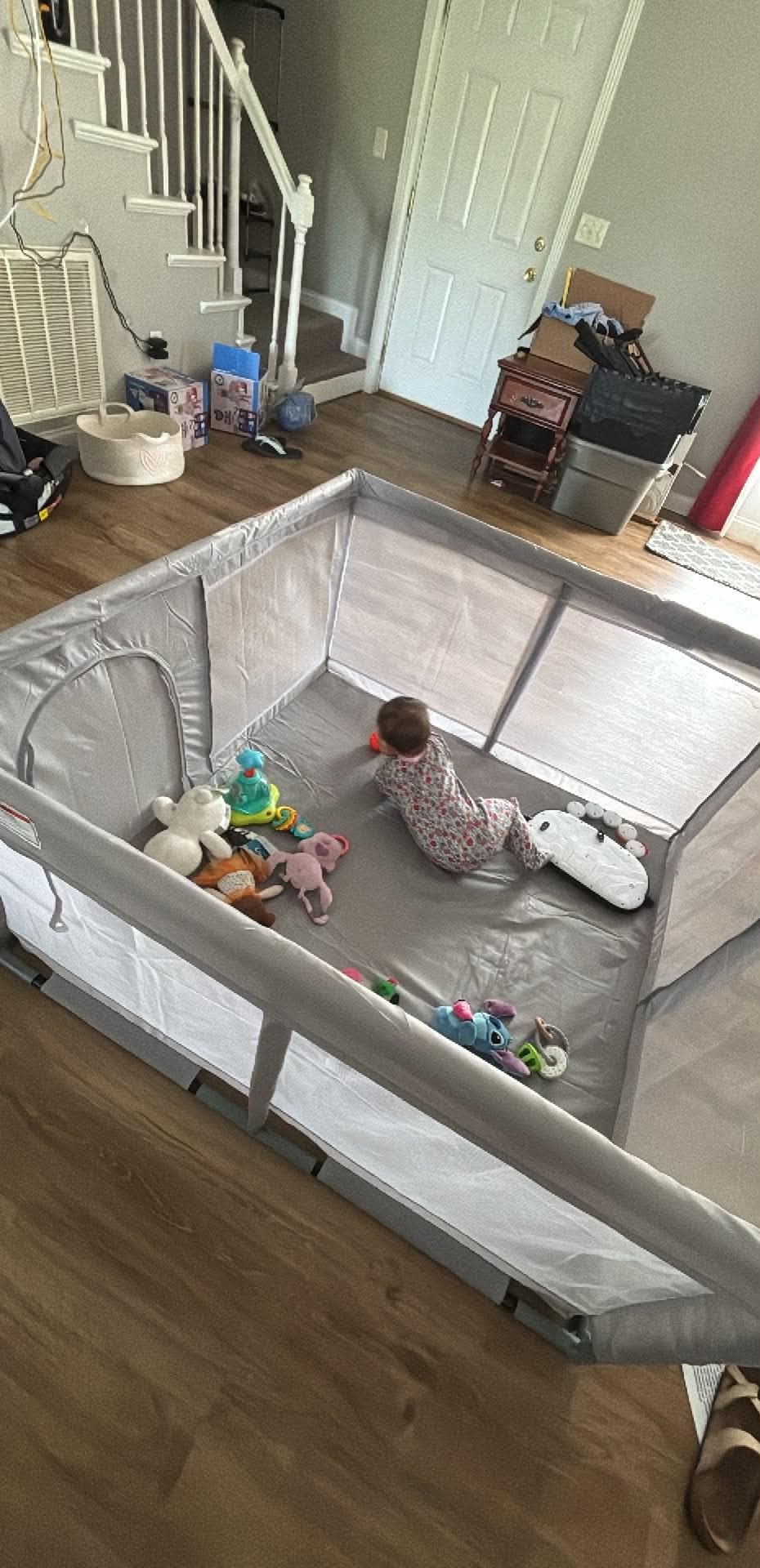 Hiaksedt Baby Playpen 50x50 Inch, Play Pens for Babies and Toddlers | Baby Fence for Indoor & Outdoor, Sturdy Safety Play Yard with Soft Breathable Mesh, Anti-Fall, Grey customer photo 1