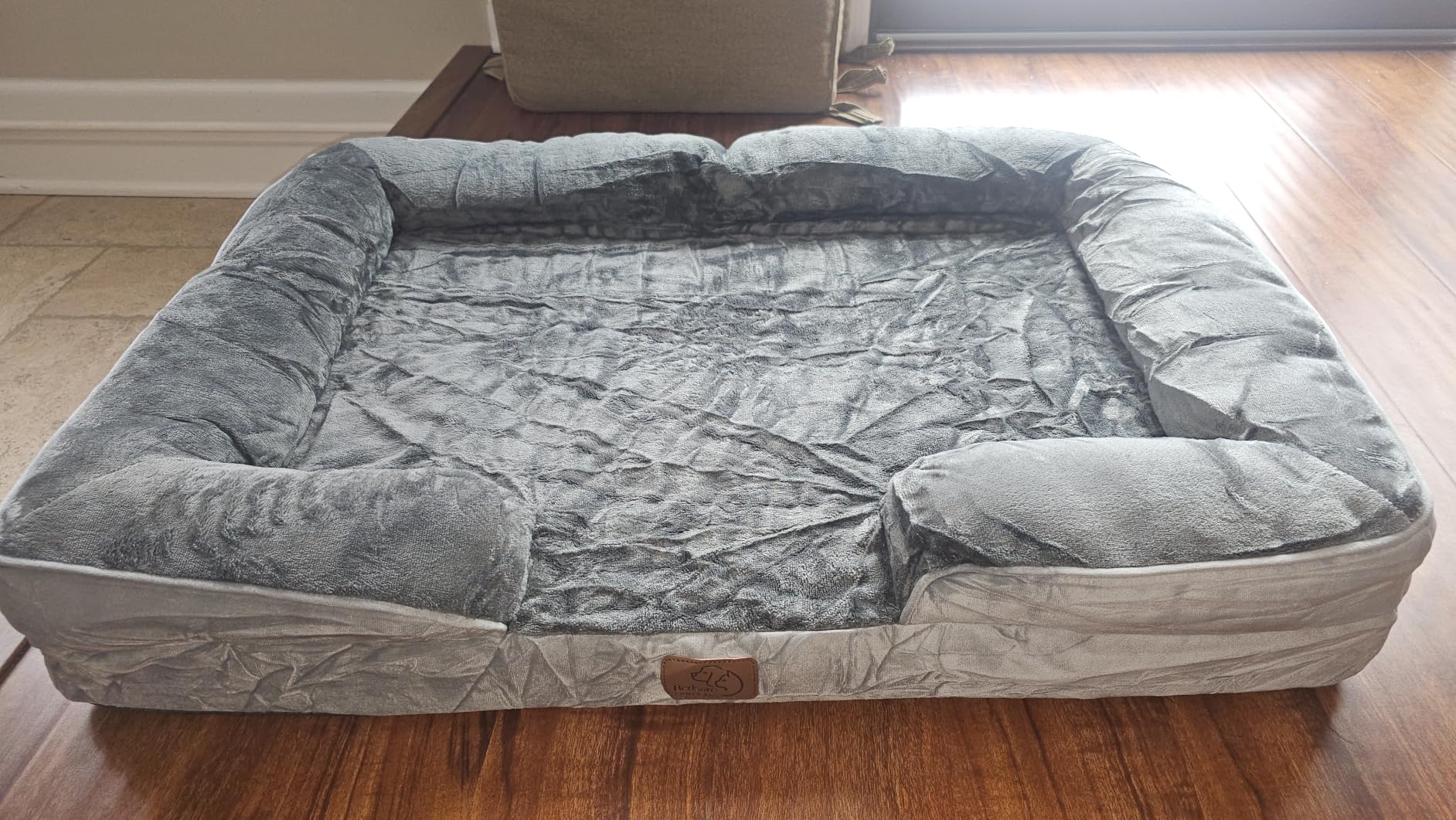 Bedsure L Plus Orthopedic Dog Bed for Large Dogs - Washable Dog Cat Bed Waterproof, L Plus Big Comfort Dogs Couch Sofa with Washable Removable Cover, Pet Bed with Nonskid Bottom, Grey, 38