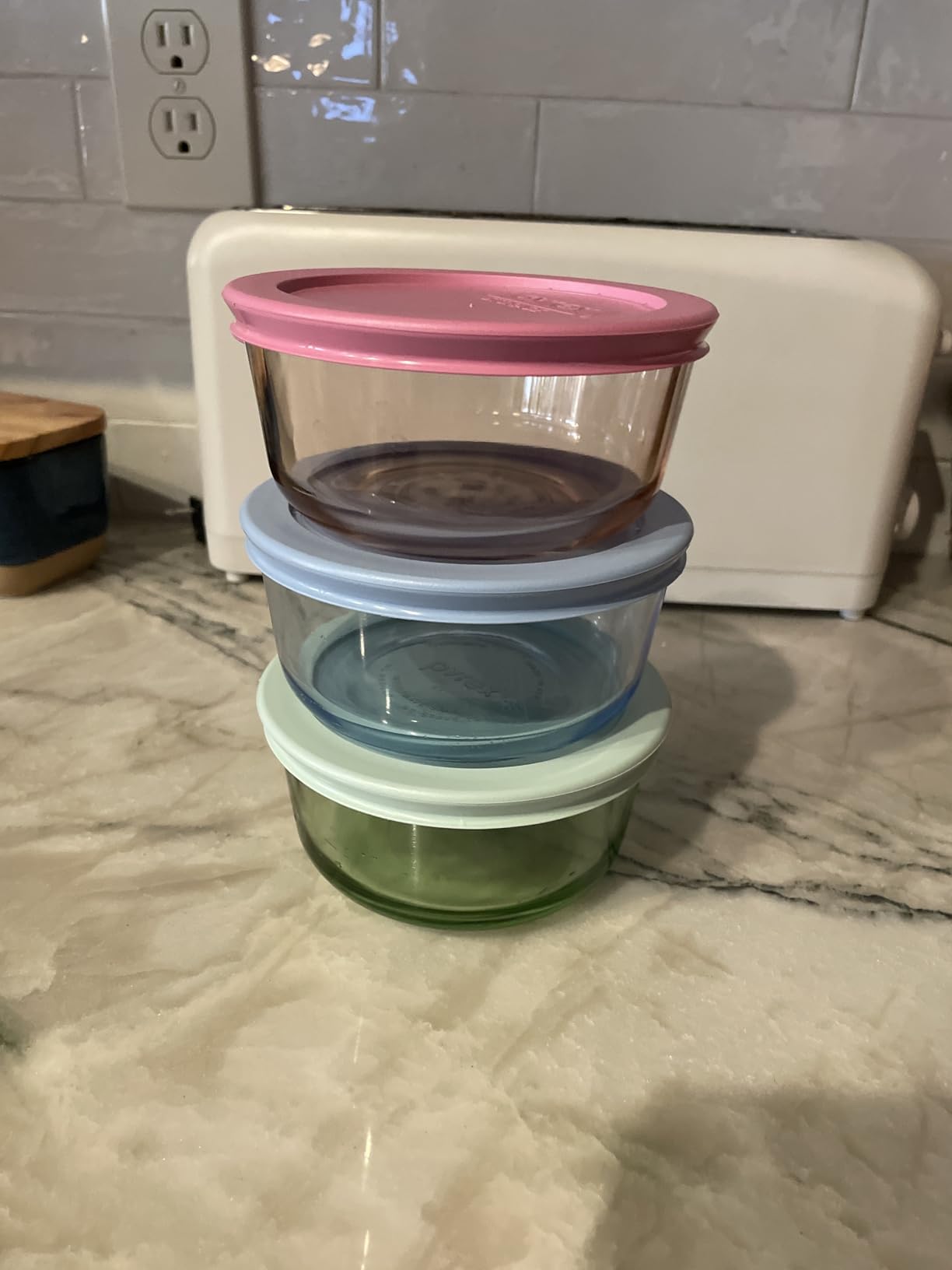 Pyrex Colors Tinted 12-Piece Small/Medium/Large Food Storage Container Set | Meal prep containers (3, 6 & 11 cup) with snug fit plastic BPA-free lid, freezer, dishwasher, & microwave safe customer photo 2