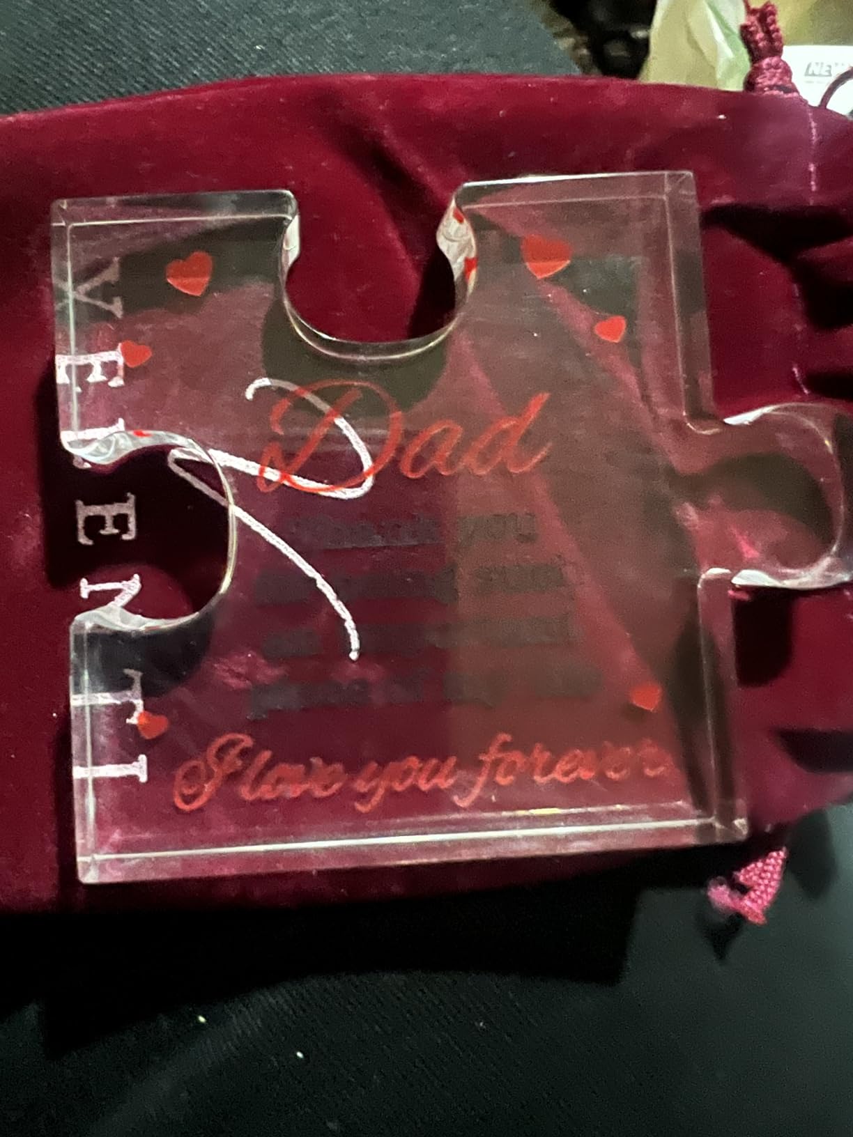 VELENTI Fathers Day Dad Birthday Gift - Engraved Acrylic Block Puzzle Dad Keepsake 3.35 x 2.76 Inch - Cool Father's Day Presents from Daughter, Son, Mom - Heartwarming Men Birthday Gift Idea customer photo 1