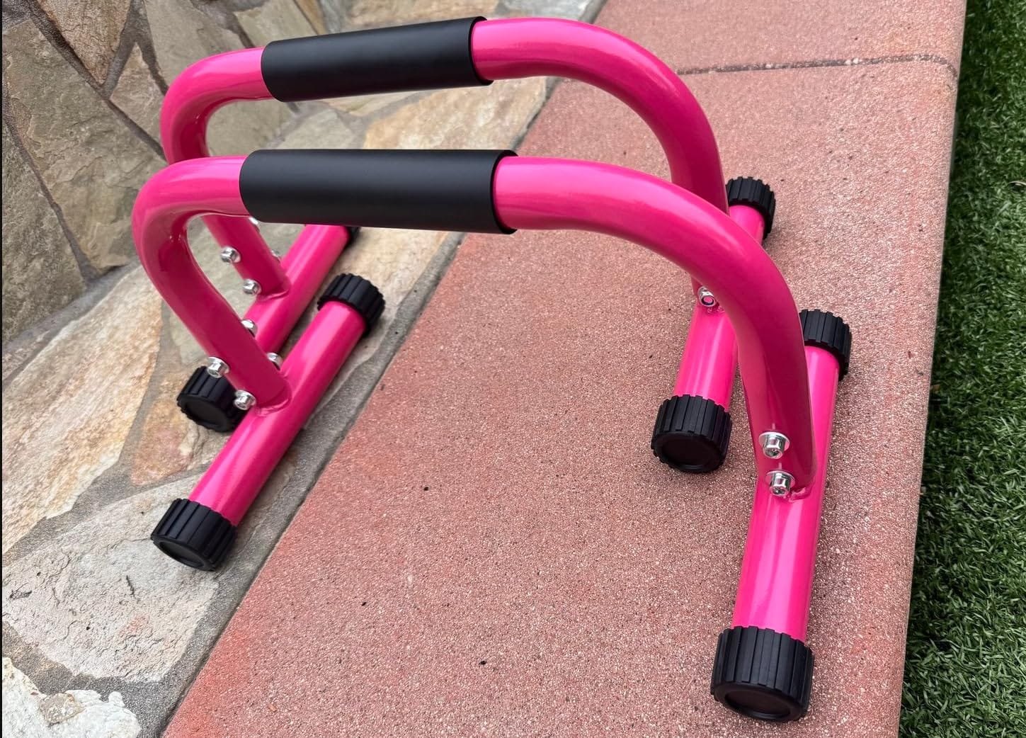 AmazeFan Parallettes Bars, Push Up Bars Strength Training For Handstands, Full Planche & Dips, Calisthenic, Gymnastic, [16.6x10x10in] Push Up Stands Handle for Floor Workouts Calisthenics Equipment customer photo 1