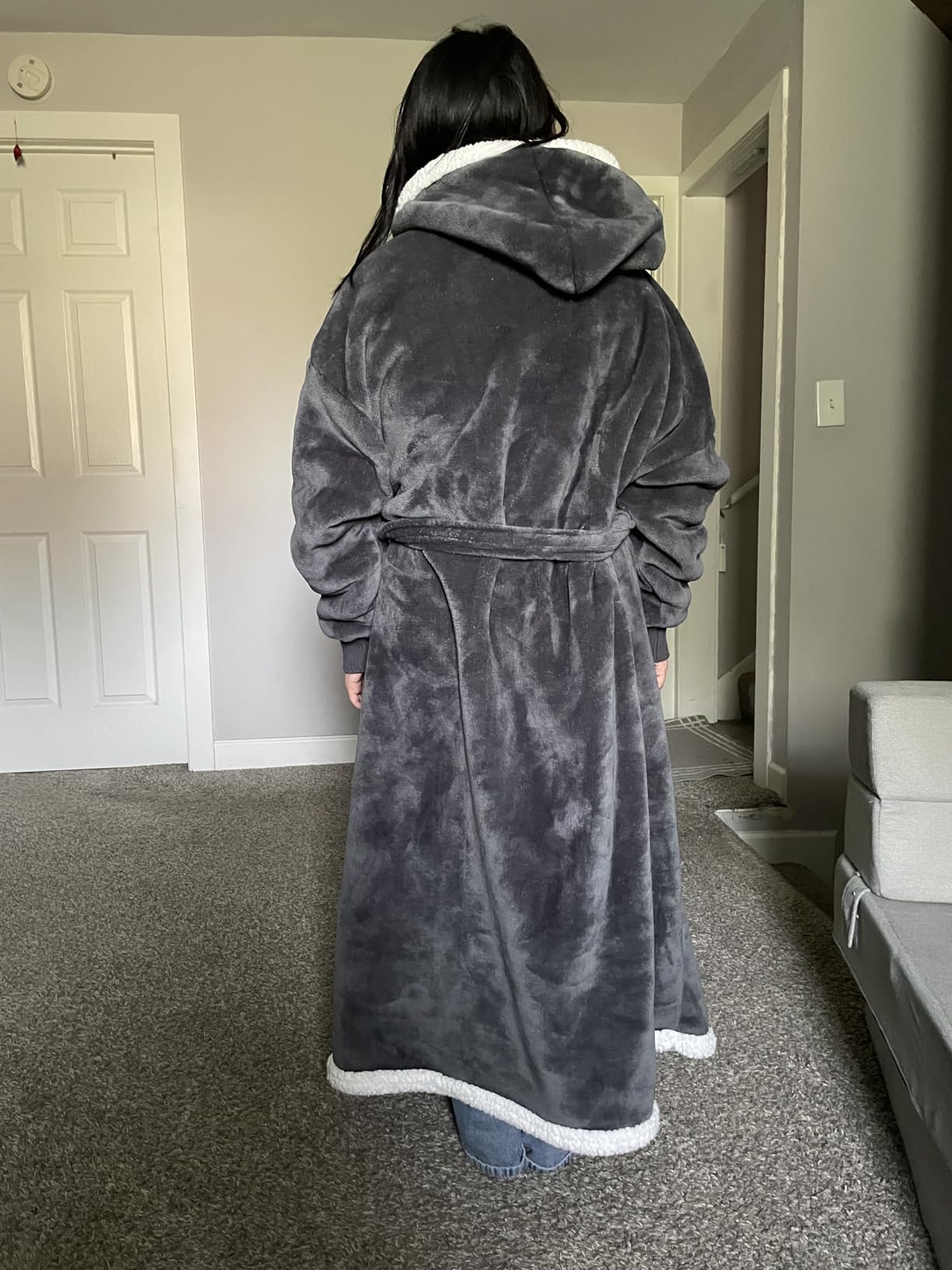 Touchat Wearable Blanket Hoodie, Oversized Sherpa Fleece Sweatshirt Blanket with Giant Hood Pocket and Sleeves for Adult, Warm & Cozy Grey Blanket Gifts for Women customer photo 2