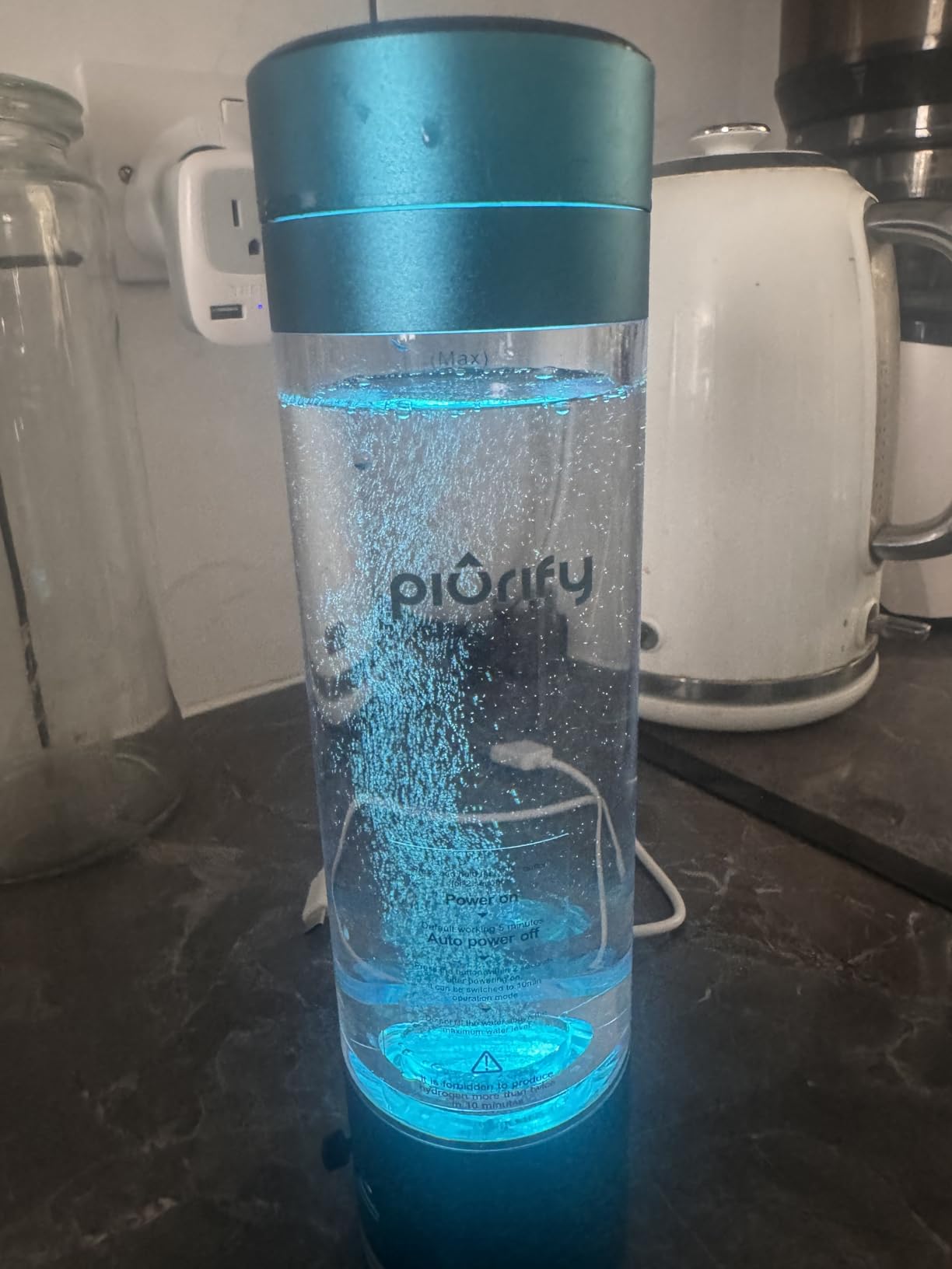 PIURIFY Hydrogen Water Bottle Generator | 6300+ PPB in 3 Cycles | 10 oz | Extended Warranty | USA Certified | SPE/PEM Tech | Portable | Turquoise customer photo 1