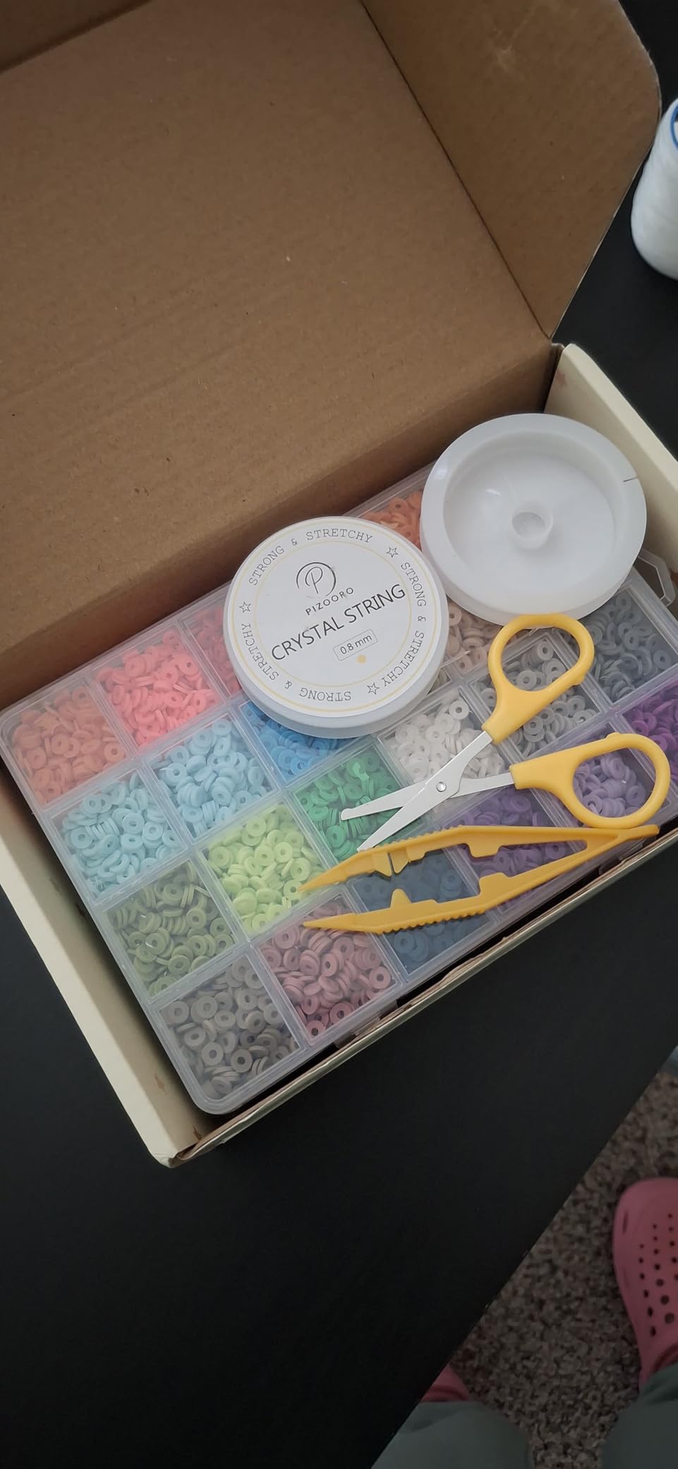 Pizooro Clay Beads 3 Boxes Bracelet Making Kit, 10500pcs Beads for Jewelry Making, Round Letter Beads with Charm and Elastic Strings, Friendship Bracelets Holiday Gifts for Girls Adults customer photo 1