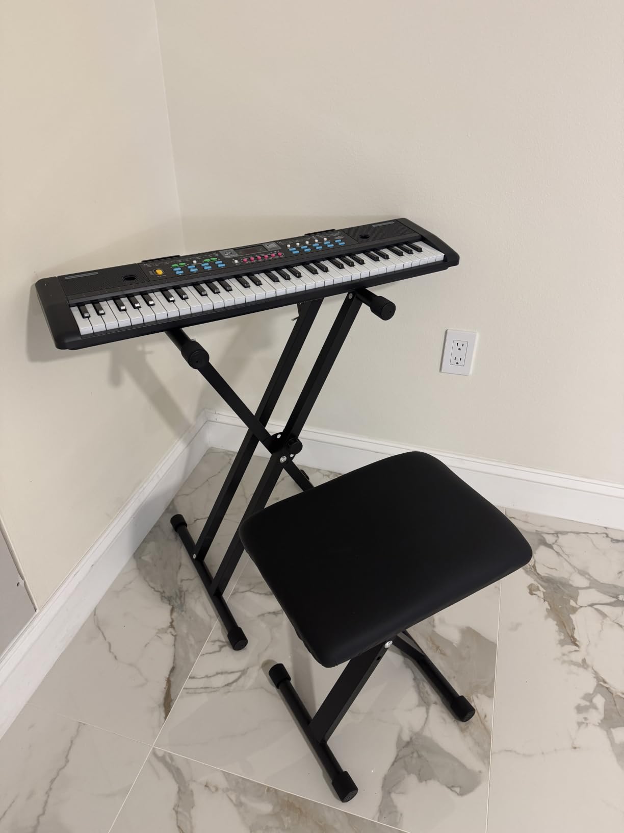 Keyboard Stand & Bench Set, Upgrade Heavy Duty Double-X Keyboard Stand, Adjustable & Portable Digital Piano Stand with Locking Straps customer photo 2