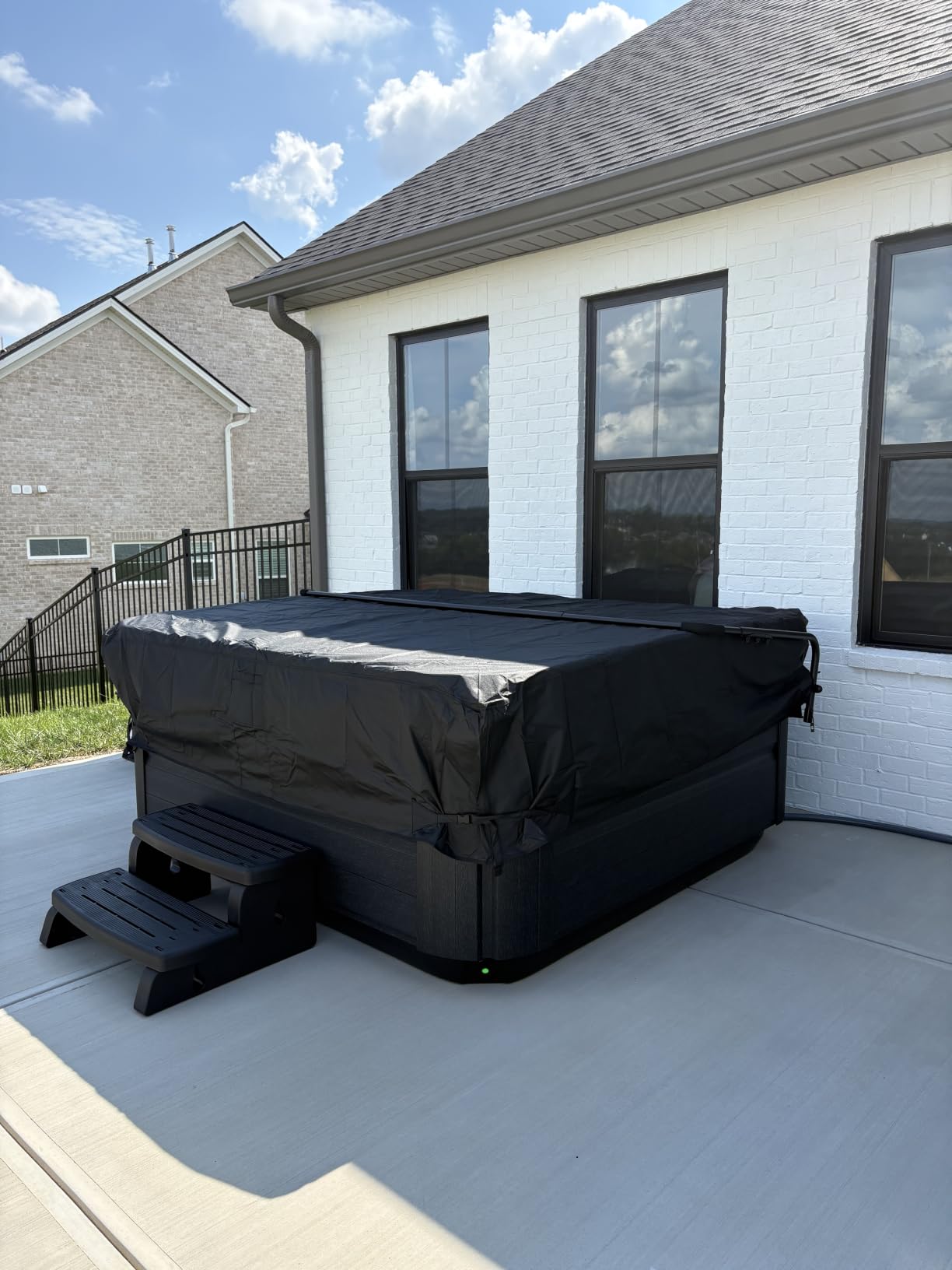 iBirdie Outdoor Waterproof Hot Tub SPA Cover 85 x 85 inch 7 x 7 ft | Black, Fit 84 x 84, 83 x 83, 600D, Heavy Duty, Weatherproof, Square, Protectors Cap customer photo 2