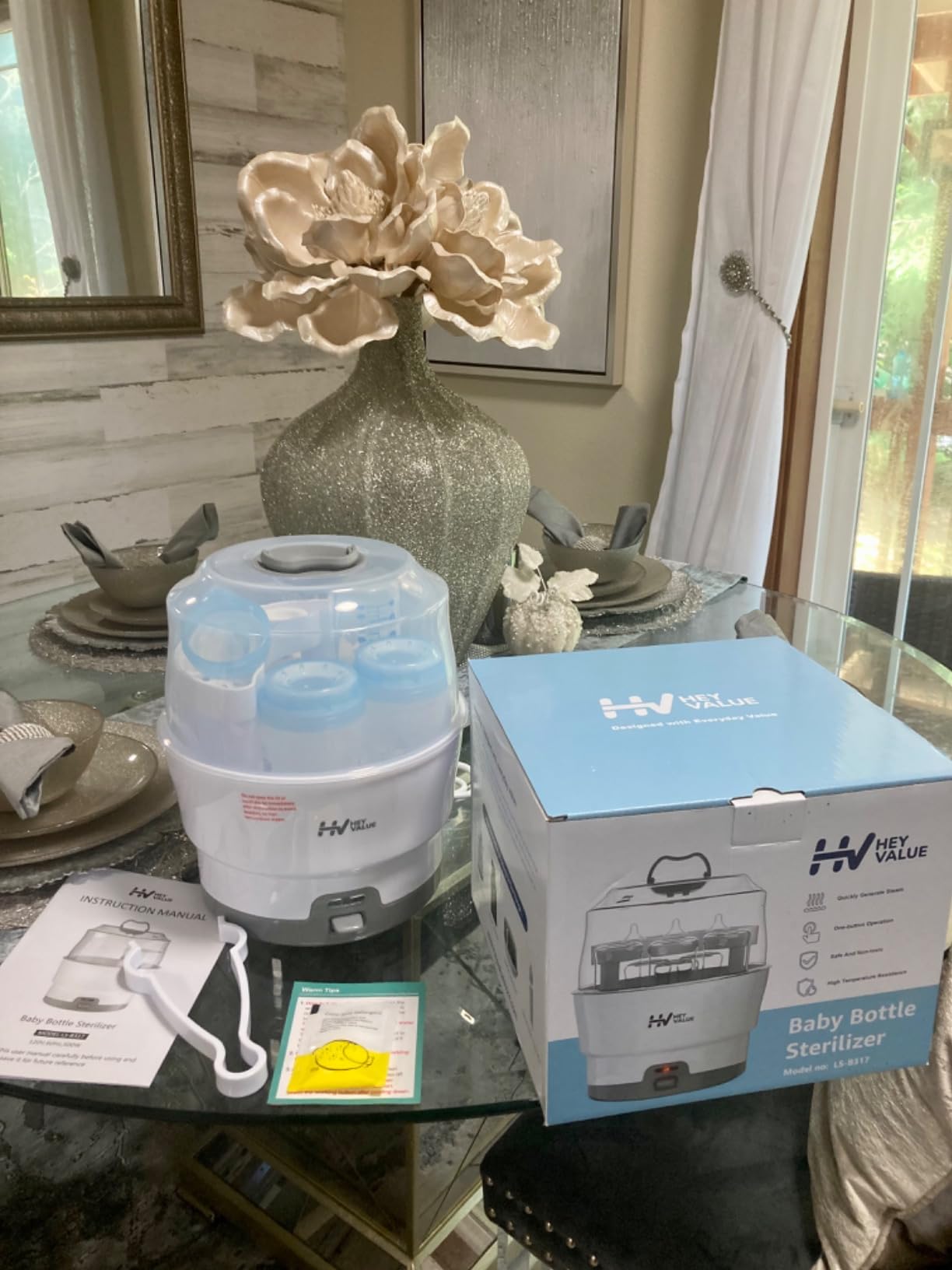 HEYVALUE Smart-Steam Bottle Sterilizer for Baby Bottles & Breast Pump Parts | One-Touch Easy Operation, Compact Countertop Design, Fast & Full Steam Sterilization, Simple Everyday Baby Feeding Essential customer photo 1