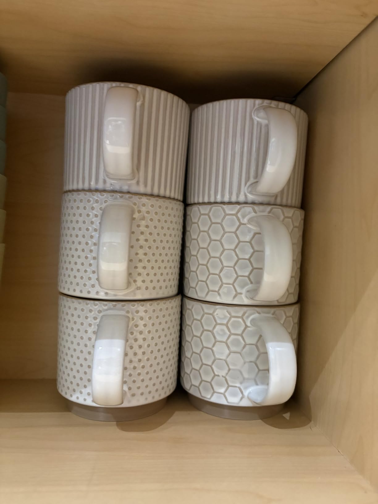 GBHOME 12OZ Stackable Coffee Mugs, Ceramic Coffee Mugs with Texture Patterns for Man,Woman,Dad,Mom, Modern Coffee Mugs Set of 4 for Latte/Cappuccino/Cocoa. Dishwasher&Microwave Safe, Off White | 4 Assorted Designs, Embossed Mugs with Texture Patterns for Tea/Coffee, Dishwasher&Microwave Safe, Off White customer photo 1