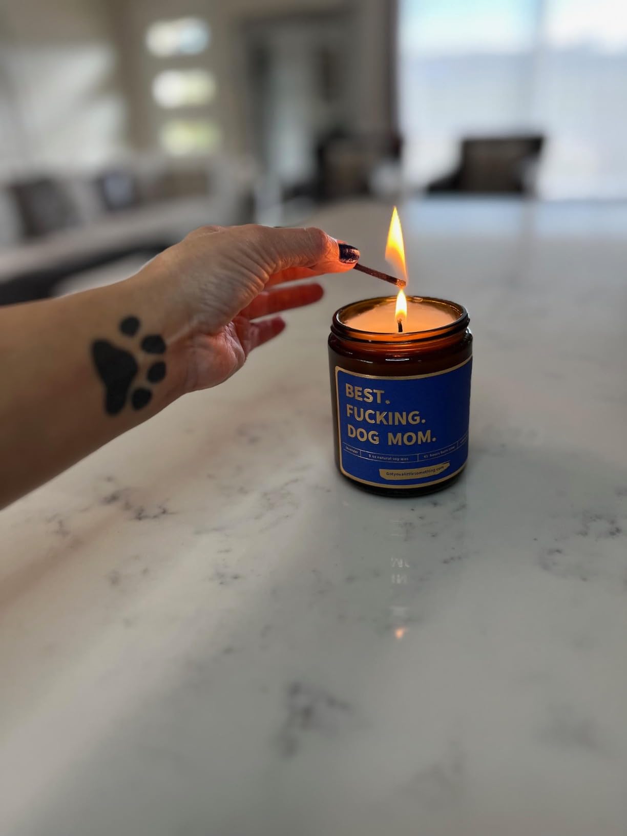 Dog Mom Gifts for Women | Lavender Vanilla Scented Candle, 100% Soy Wax | Funny Gift for Pet Lovers for Birthday, Mothers Day, Friendship, Housewarming, New Puppy | Best Dog Mom Candle customer photo 1