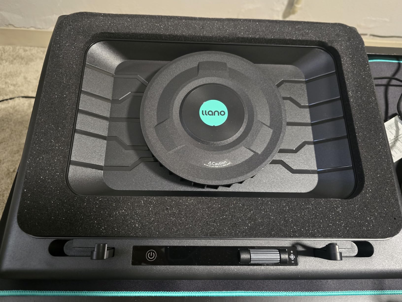 llano V12 Gaming Laptop Cooling Pad Laptop Cooler Laptop Cooling Fan Stand | 5.5 Inch Turbofan, Airtight Pressure Chamber, for 15.6-19in Laptop, Adjustable Speed, Dustproof, 3-Port USB Hub, Black (RGB) customer photo 1