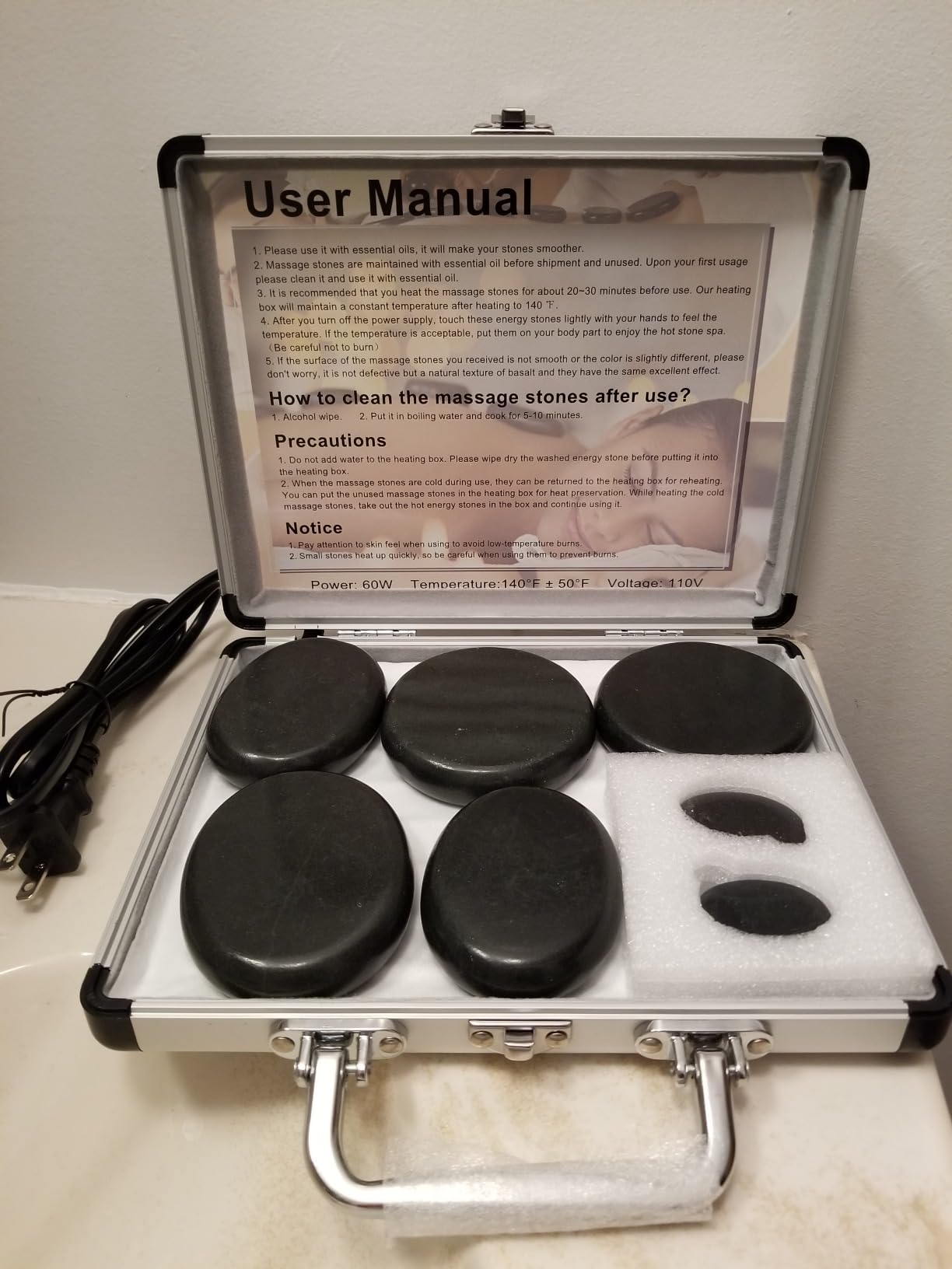 Hot Stones Massage Warmer Kit, 9Pcs Hot Stones Massage Set Portable Hot Stone with Heater, Hot Rocks Basalt Massage Stones for Home Spa Warming Therapy Relaxing Gift customer photo 2