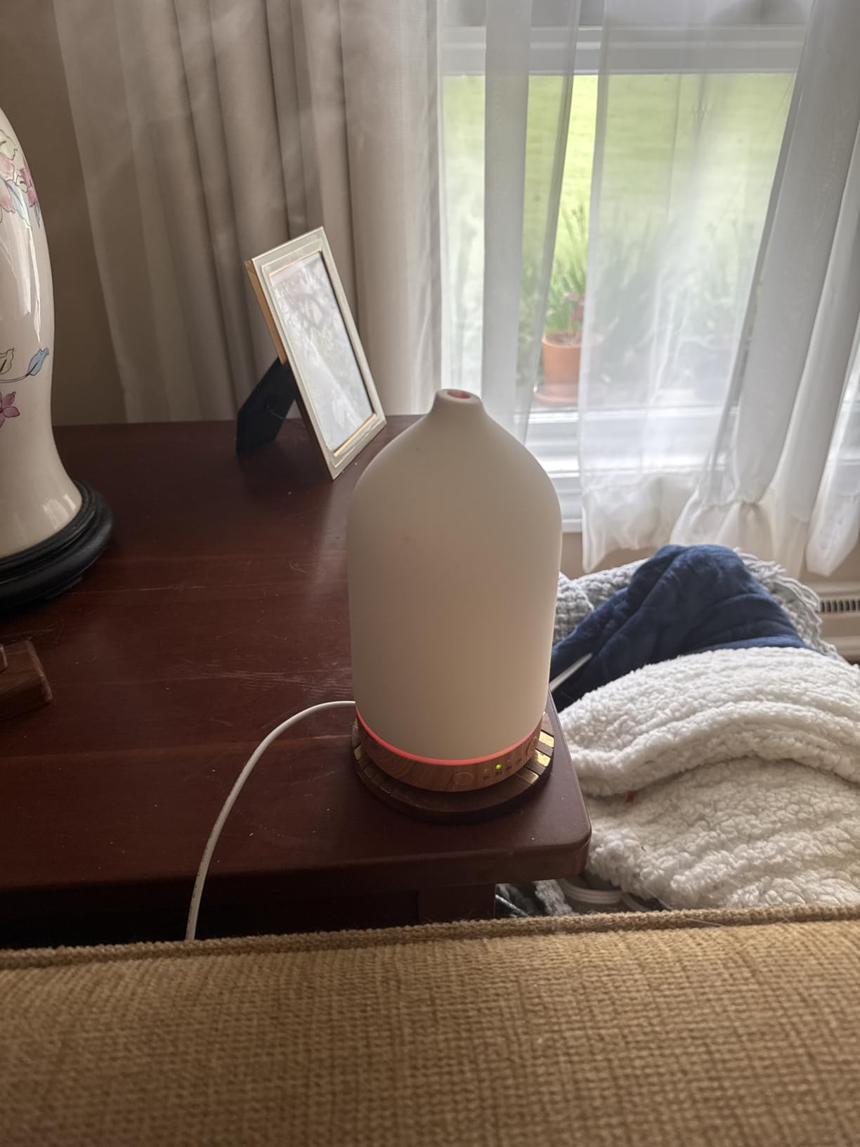 Gooamp 200ML Ceramic Essential Oil Diffuser for Home, Stone Diffuser | Ultrasonic Aromatherapy Diffuser & Air Humidifier for Bedroom, Office, Yoga, 7 LED Lights, Auto Shut-Off, 3 Timers, Wood Grain customer photo 2