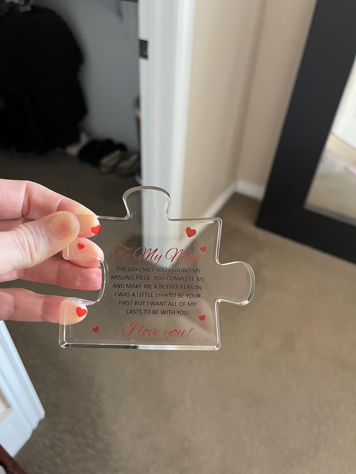 to My Man - Engraved Acrylic Block Puzzle 4.1 x 3.5 inch Gifts for Him for Husband - Fiance Birthday Gifts, Valentines Day Gift for Boyfriend - Cool Wedding Couple customer photo 1