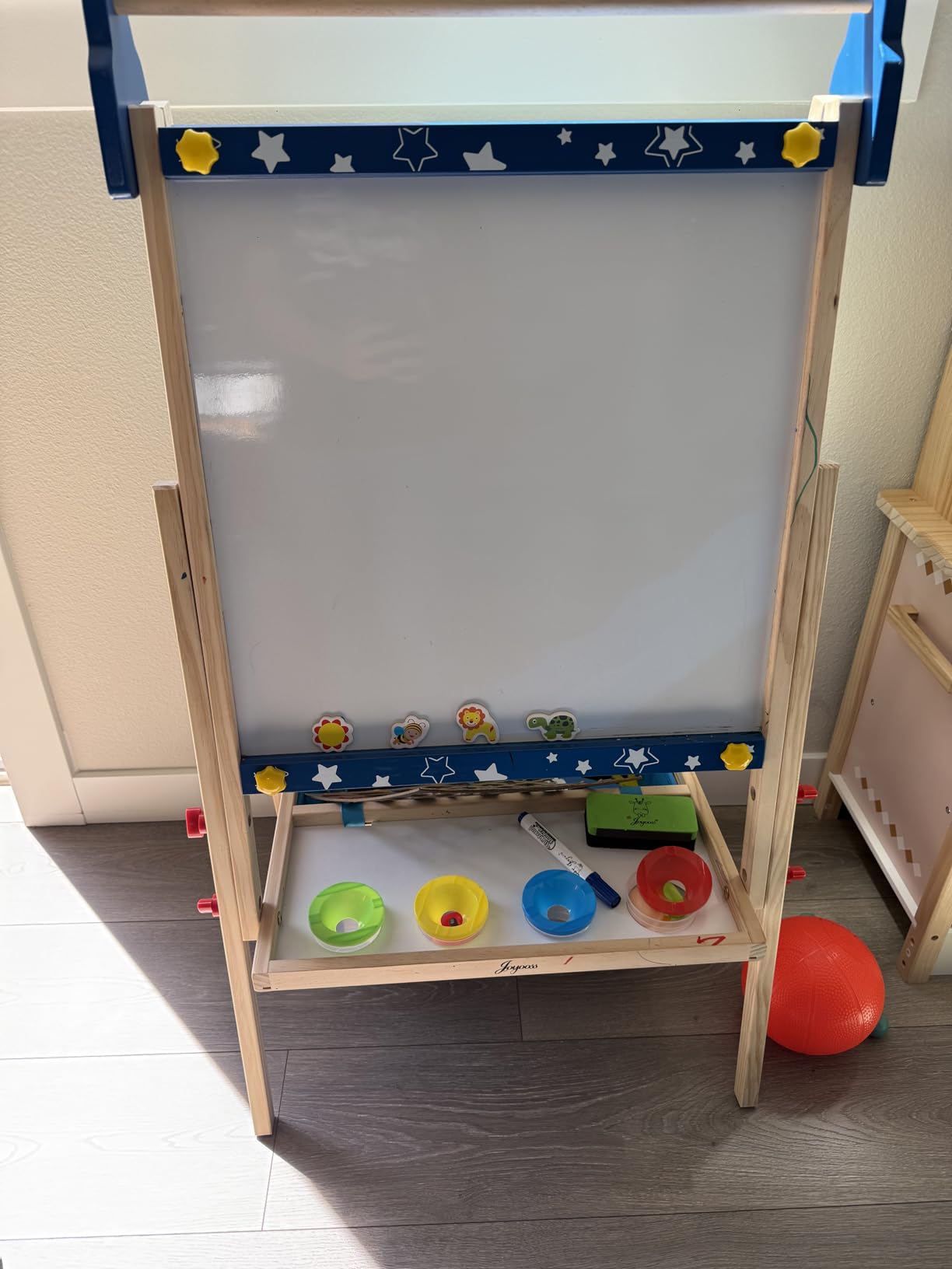 Joyooss Art Easel for Kids, Adjustable Standing Wooden Toddler Easels Kid Whiteboard & Chalk Board Kids Dry Erase Board, Art Easel for Kid Age 2-4 4-8 9-12 Drawing Easels customer photo 1