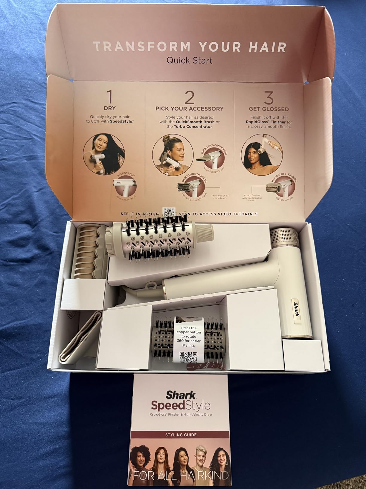 Shark SpeedStyle Hair Dryer, 3 Styling Tools, Fine to Medium Hair, HD331 | QuickSmooth Brush & Turbo Concentrator, RapidGloss Finisher for Shine, Wet-to-Dry Ultra-Fast, Less Frizz customer photo 2