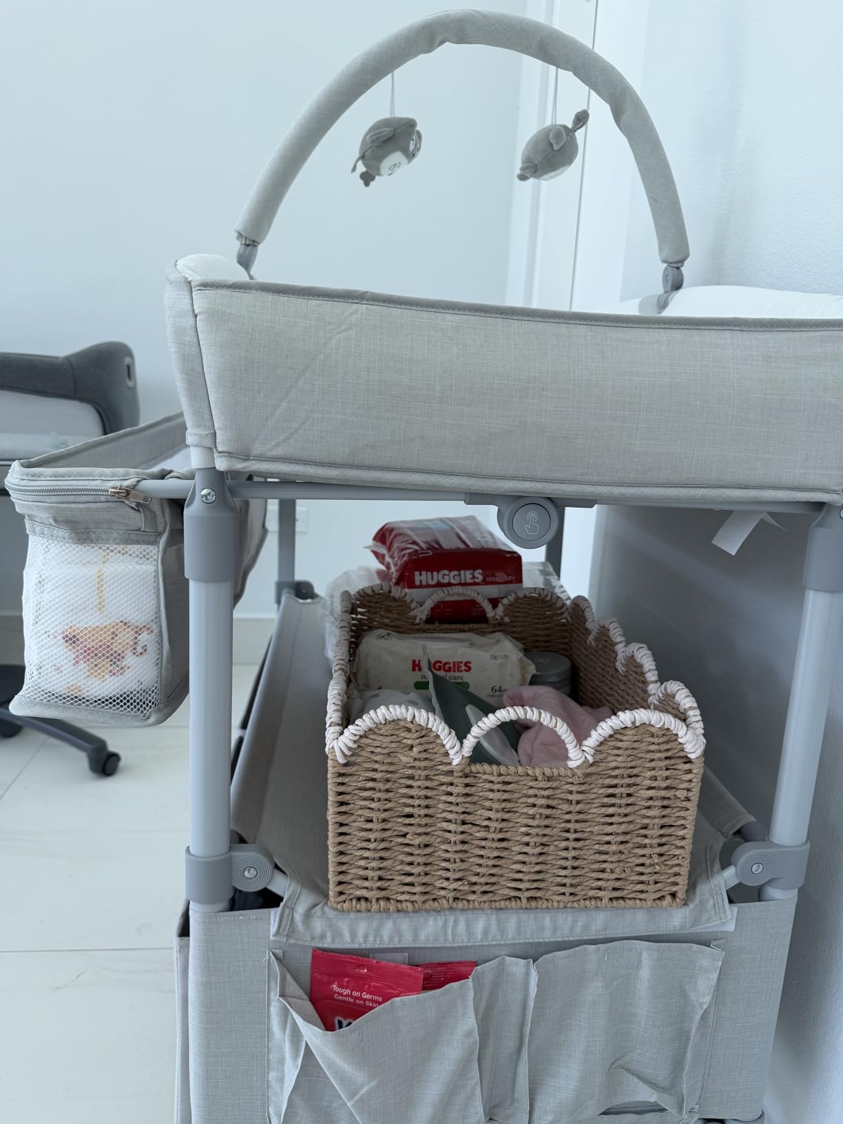 BabyBond Portable Baby Changing Table with 2 Storage Baskets, Foldable Changing Table Dresser Diaper Changing Table Height Adjustable Changing Station for Infant and Newborn(Grey) customer photo 1