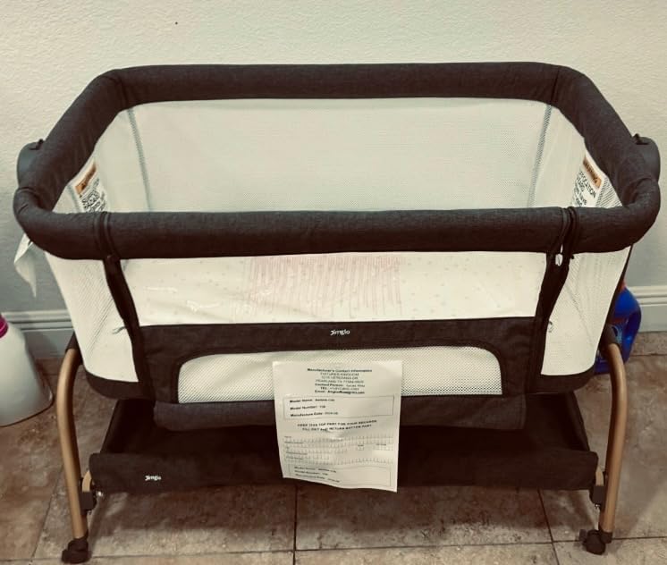 Jimglo 3-in-1 Baby Bassinet, Bedside Sleeper & Rocking Bassinet, Full Mesh customer photo 1