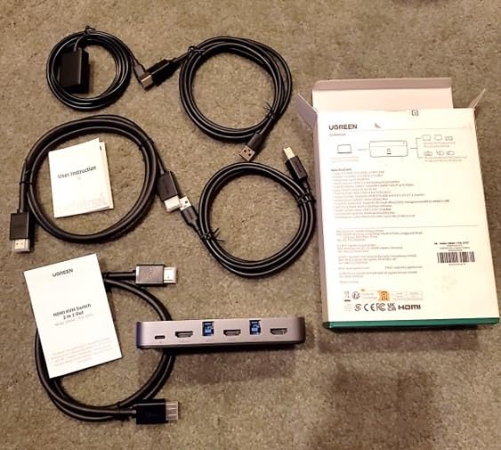 UGREEN HDMI KVM Switch 1 Monitor 2 Computers, Aluminum, 4K@60Hz, 4 USB 3.0 | for 2 PCs, KVM Switches Shares 1 Monitor, Keyboard, Mouse, Webcam, HDCP 2.2, HDR, 3D, with 2 HDMI & 2 USB Cables, Controller customer photo 1