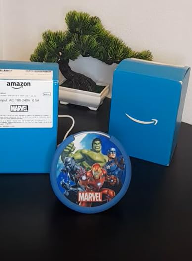 Amazon Echo Pop Kids (newest model), Enjoy age-appropriate audiobooks, sleep routines and Alexa+ experiences to create and learn, Marvel's Avengers design customer photo 1