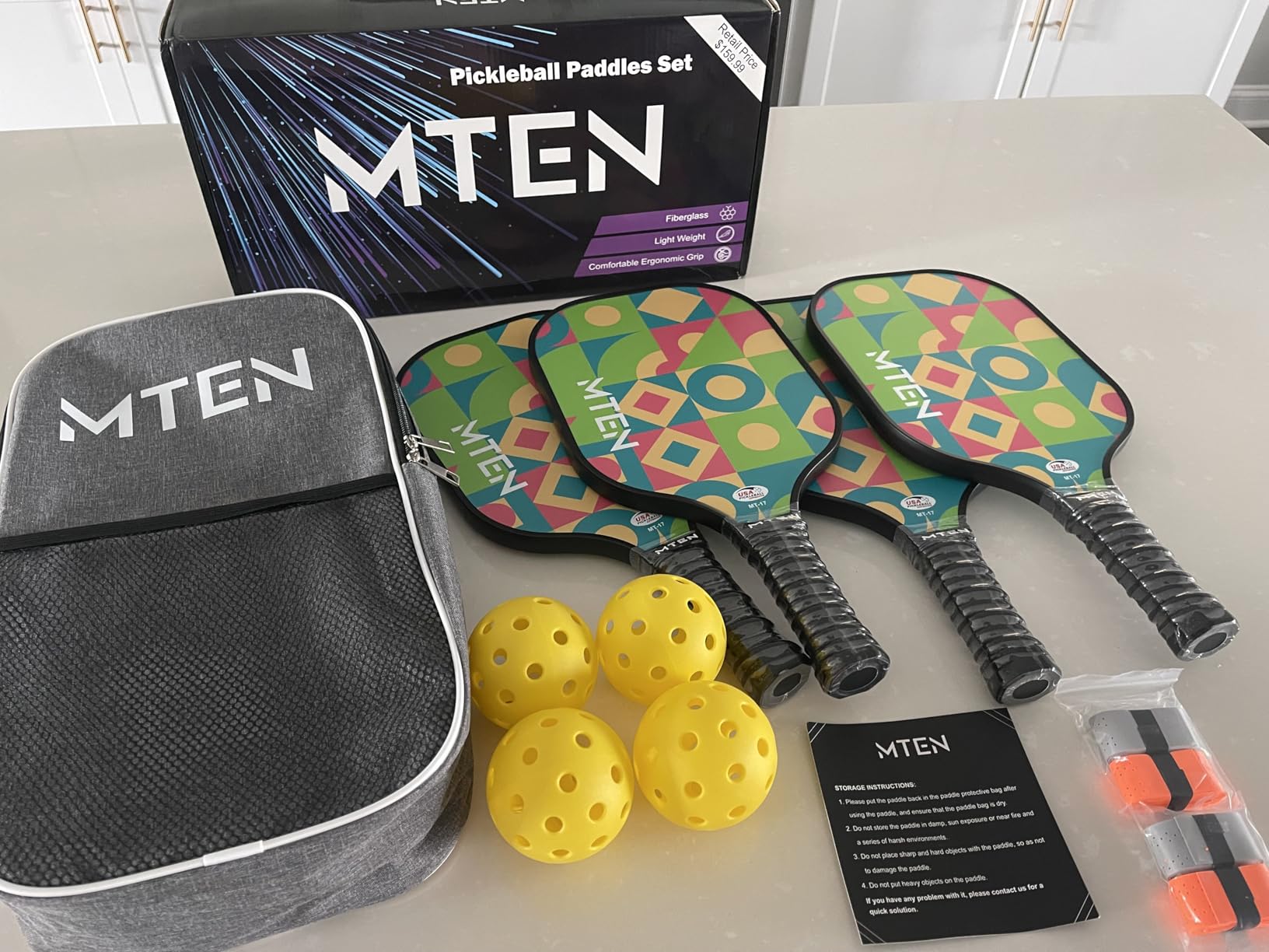 MTEN Pickleball Paddles Set of 2/4/1, USAPA Approved Fiberglass Rackets | Lightweight Set for Men, Women, Beginners & Intermediate customer photo 1