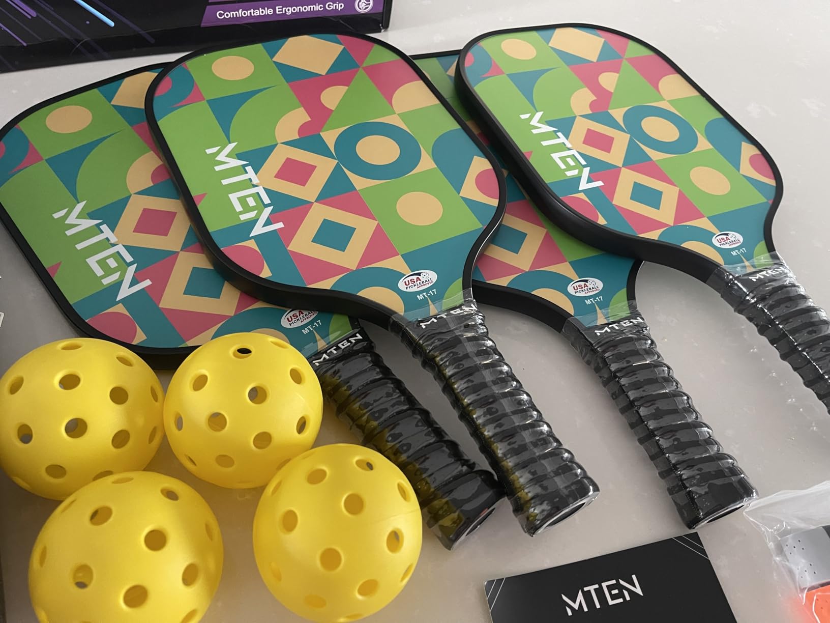 MTEN Pickleball Paddles Set of 2/4/1, USAPA Approved Fiberglass Rackets | Lightweight Set for Men, Women, Beginners & Intermediate customer photo 2