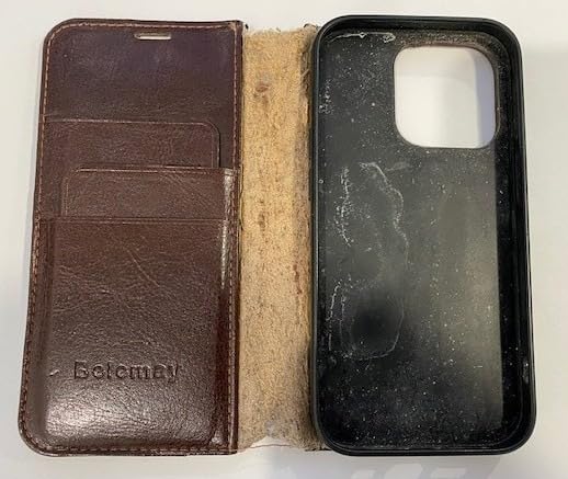 Belemay Compatible with iPhone 15 Pro Case Wallet-Genuine Leather-RFID Blocking Card Holders-Shockproof TPU Shell-Kickstand-Durable Flip Cover-Book Folding Phone Case Women Men (6.1-inch) Brown customer photo 2