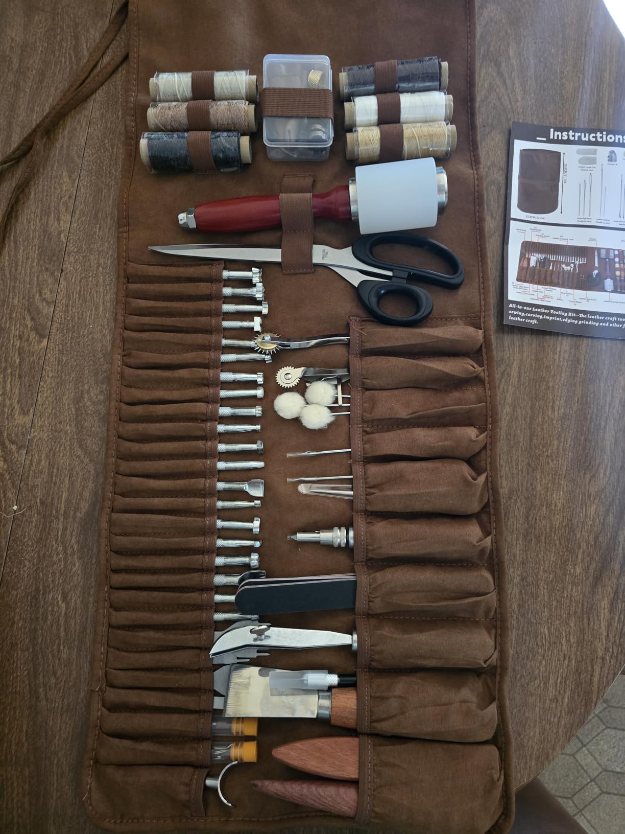 TLKKUE Leather Working Tool Leatherworking Tool Kit for Carving Punching | Custom Storage Bag, Sewing Stamping, Essential Supplies for DIY Leather Crafts customer photo 1