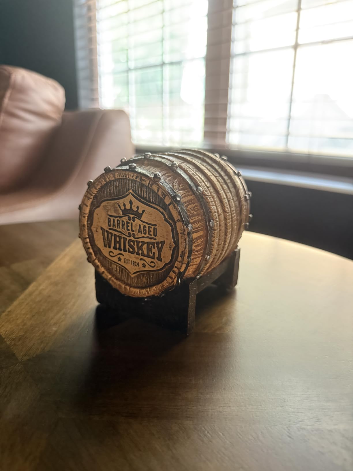 Cabin Obsession Whiskey Barrel Coaster Set - Handcrafted Whiskey Barrel Decor for Whiskey Lovers and Man Cave Gifts for Men - 6 Full Size Whiskey Coasters with Barrel Style Holder for Man Cave Decor customer photo 1
